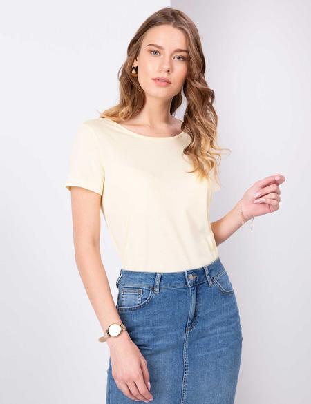 Açık Sarı Bisiklet Yaka Tişört - 50200752049