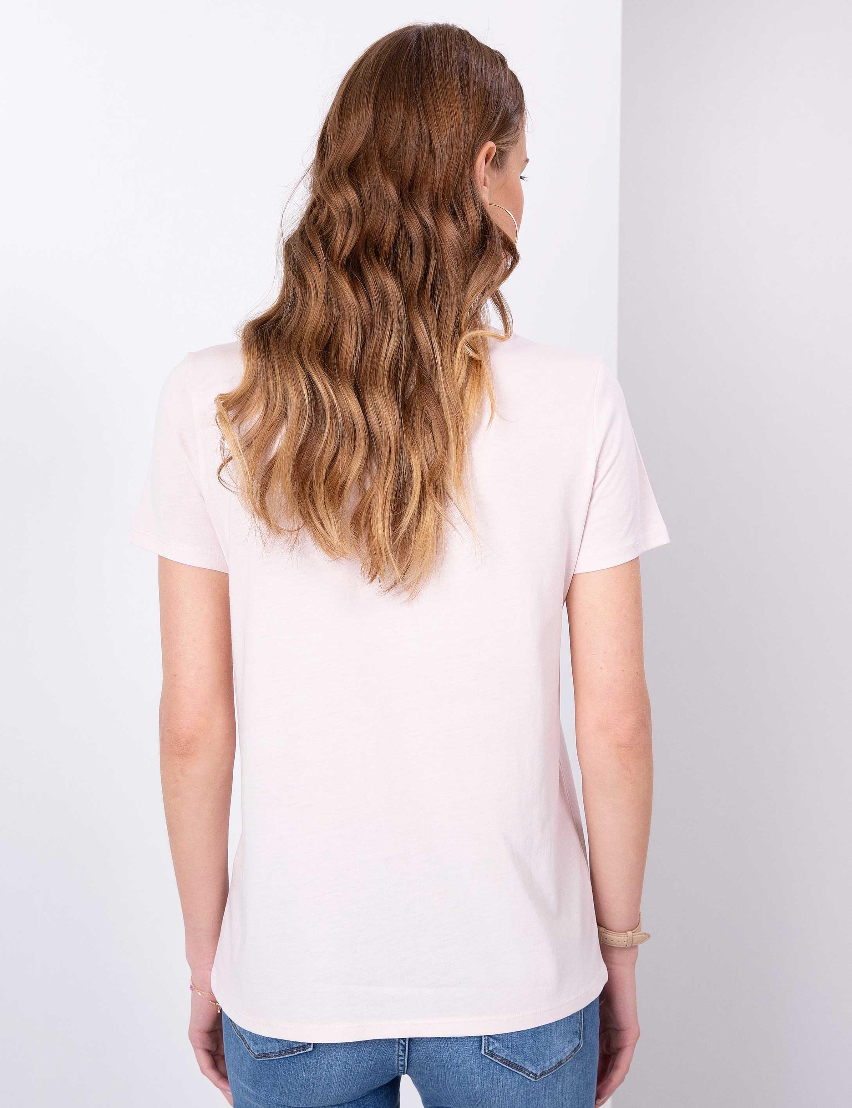 Toz Pembe Bisiklet Yaka Tişört