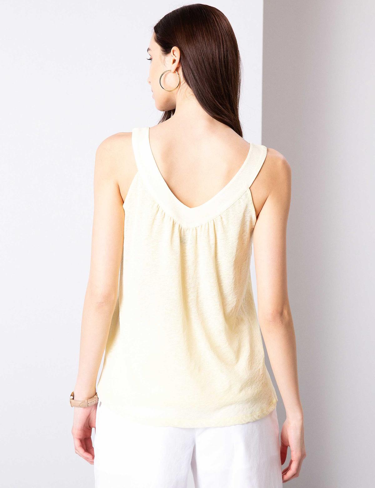 Açık Sarı Kolsuz Tişört - 50200783011