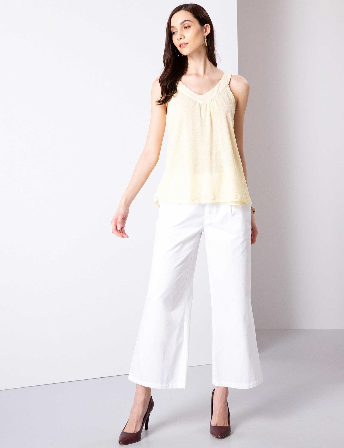 Açık Sarı Kolsuz Tişört - 50200783011