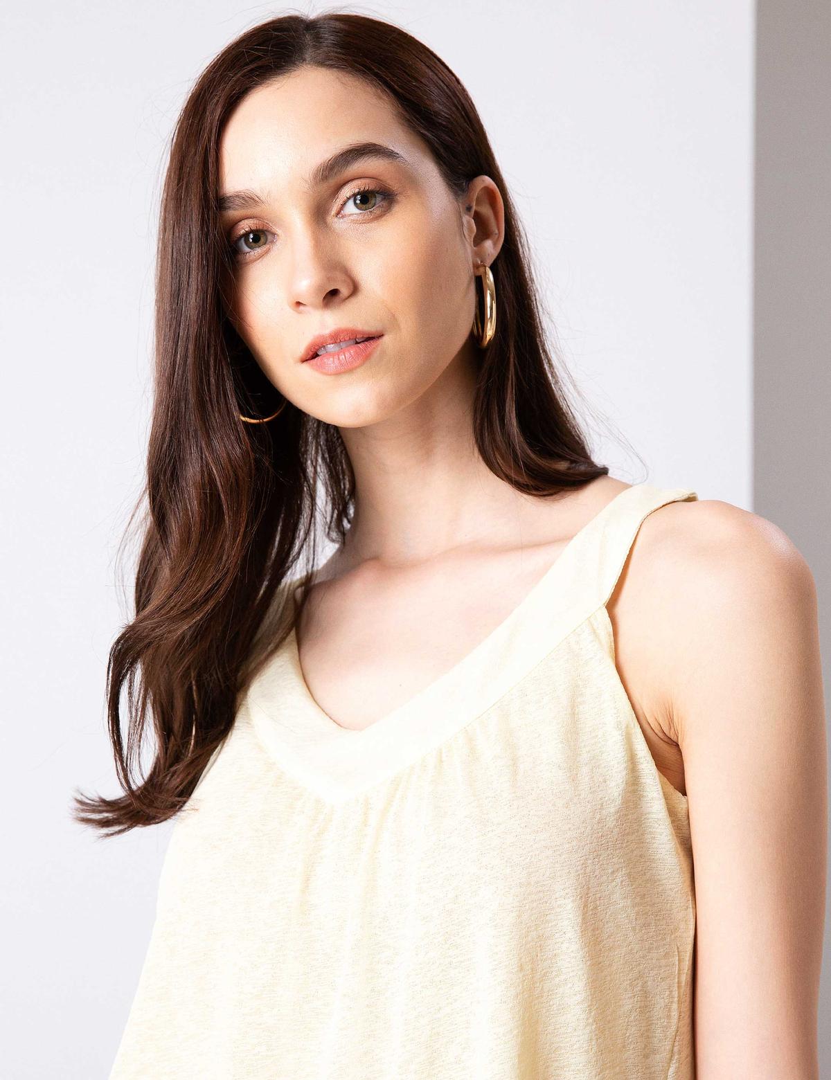 Açık Sarı Kolsuz Tişört - 50200783011