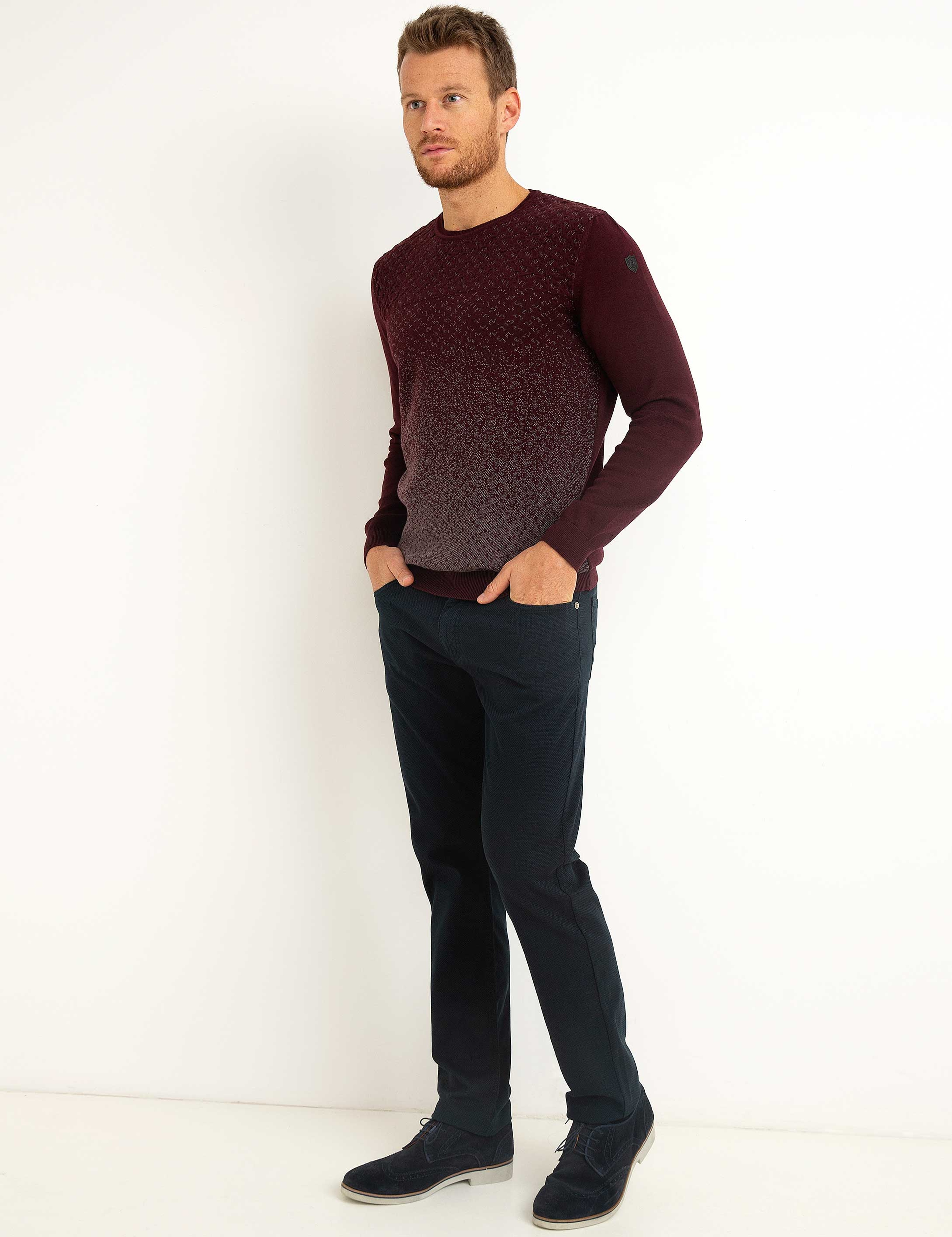 Lacivert Slim Fit Chino Pantolon - Image 2