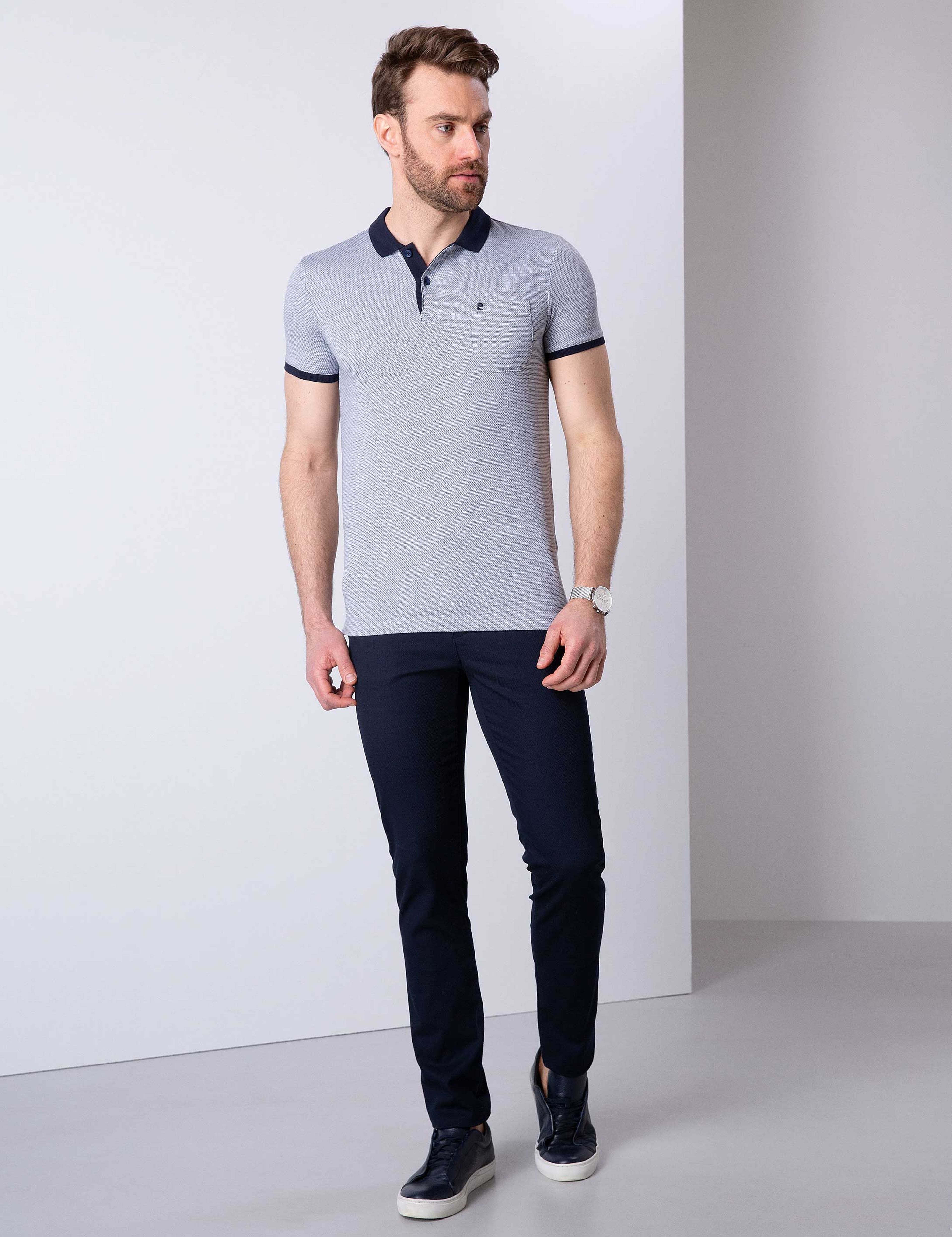 Lacivert Slim Fit Chino Pantolon - Image 1