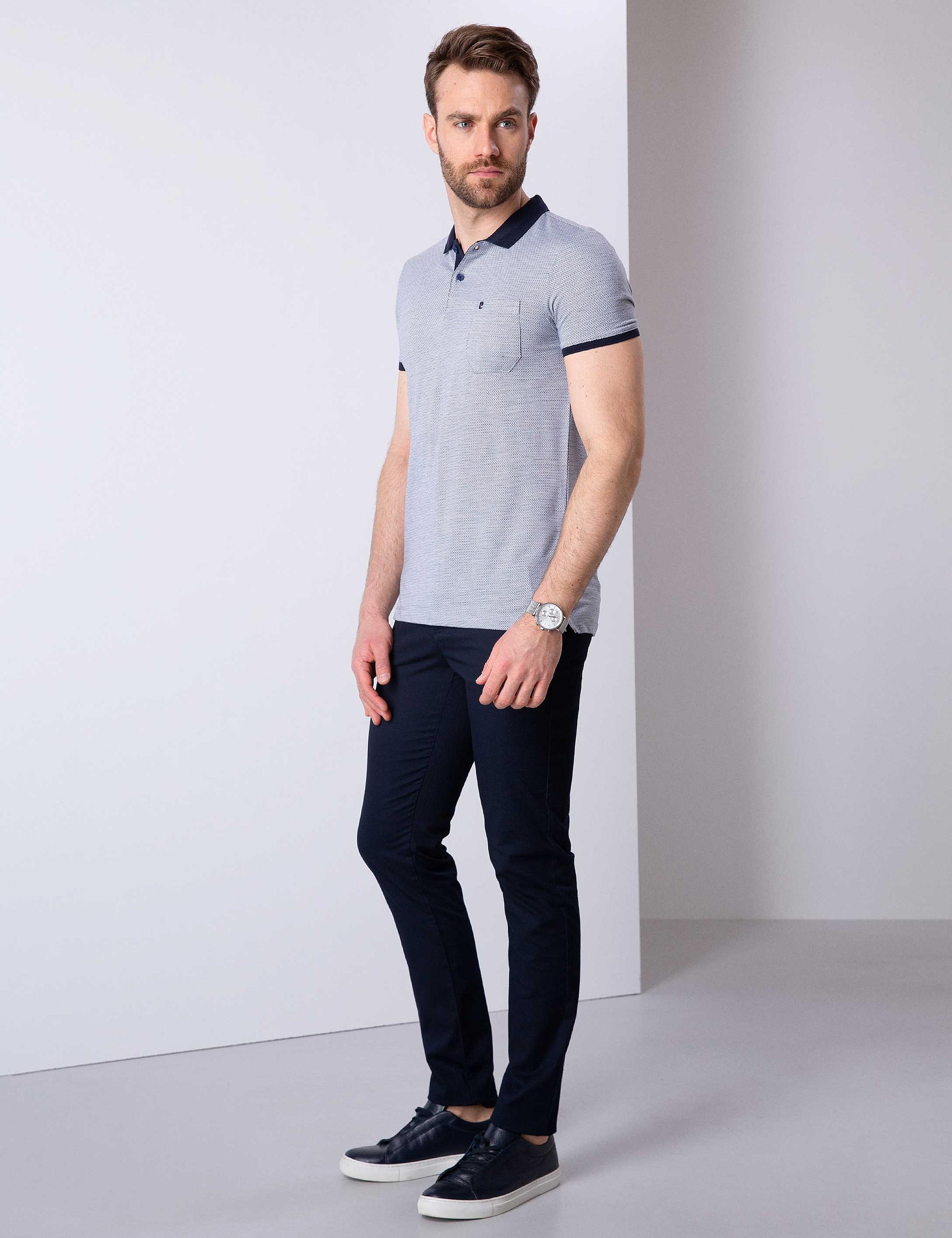 Lacivert Slim Fit Chino Pantolon