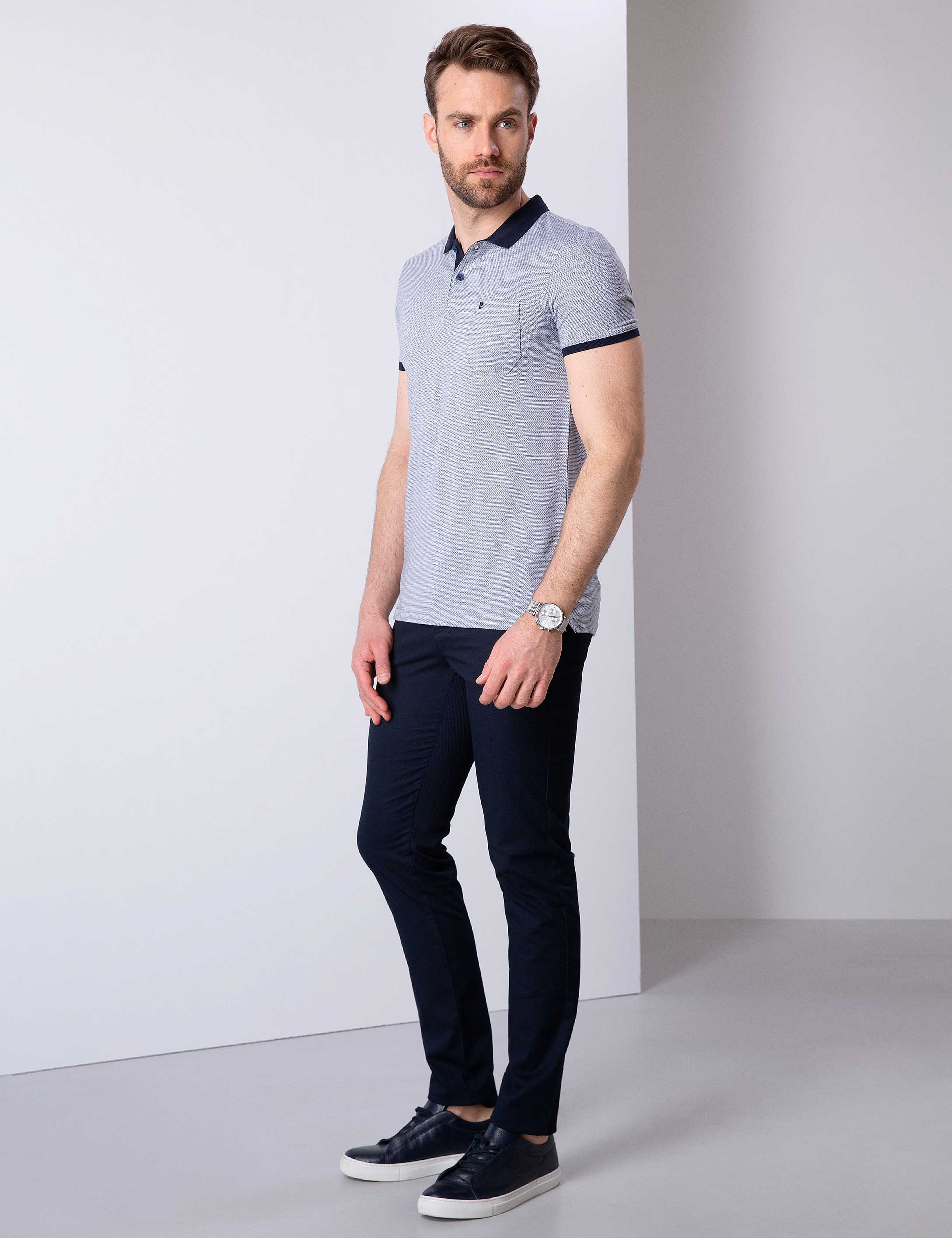 Lacivert Slim Fit Chino Pantolon - Image 2