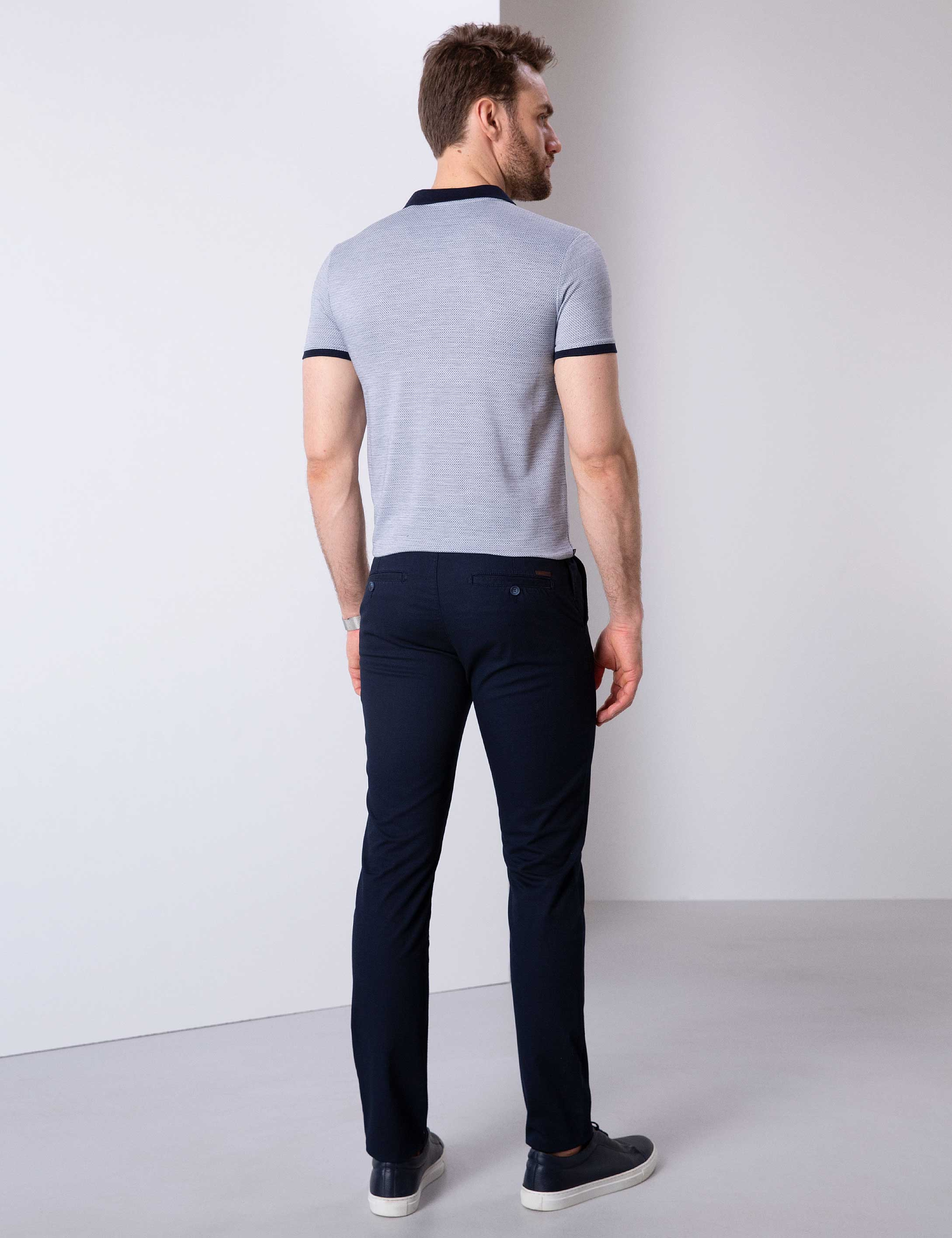 Lacivert Slim Fit Chino Pantolon - Image 3