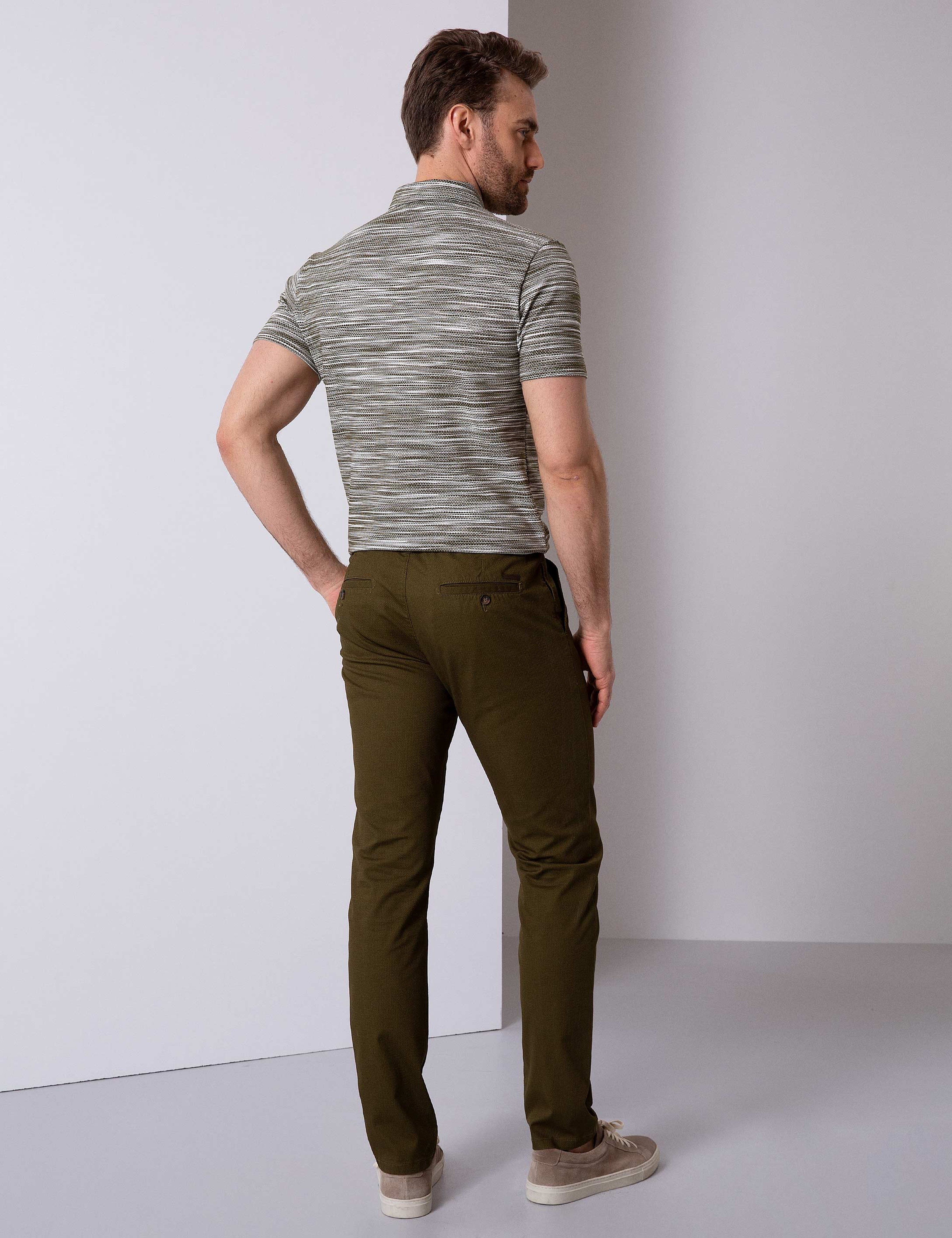 Haki Slim Fit Kanvas Pantolon