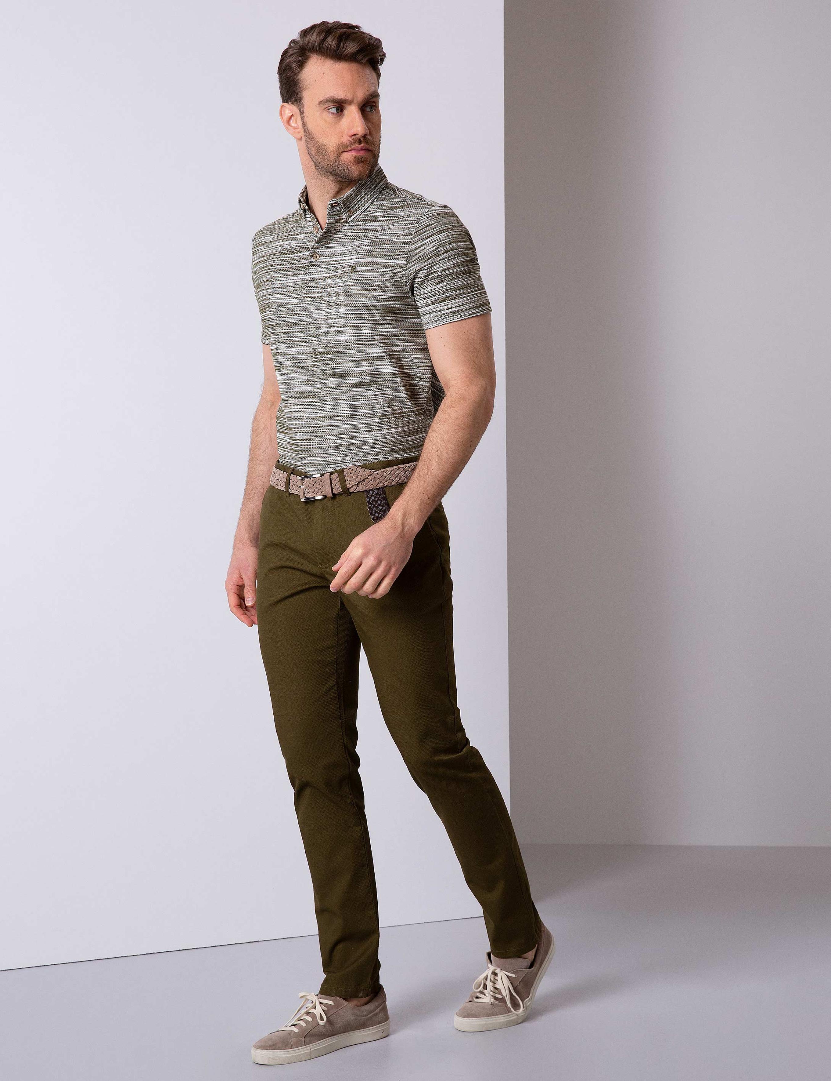 Haki Slim Fit Kanvas Pantolon