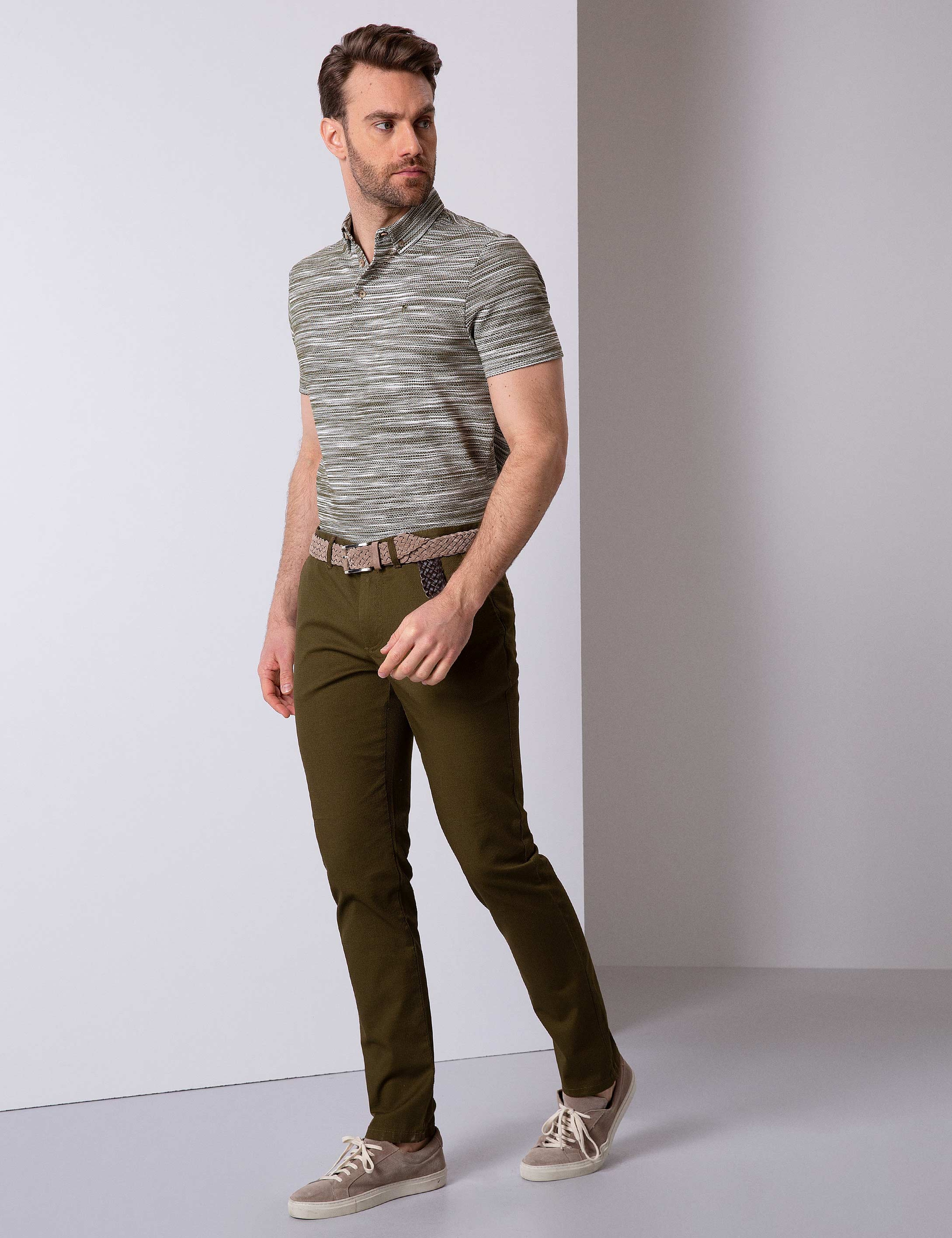 Haki Slim Fit Kanvas Pantolon - Image 2