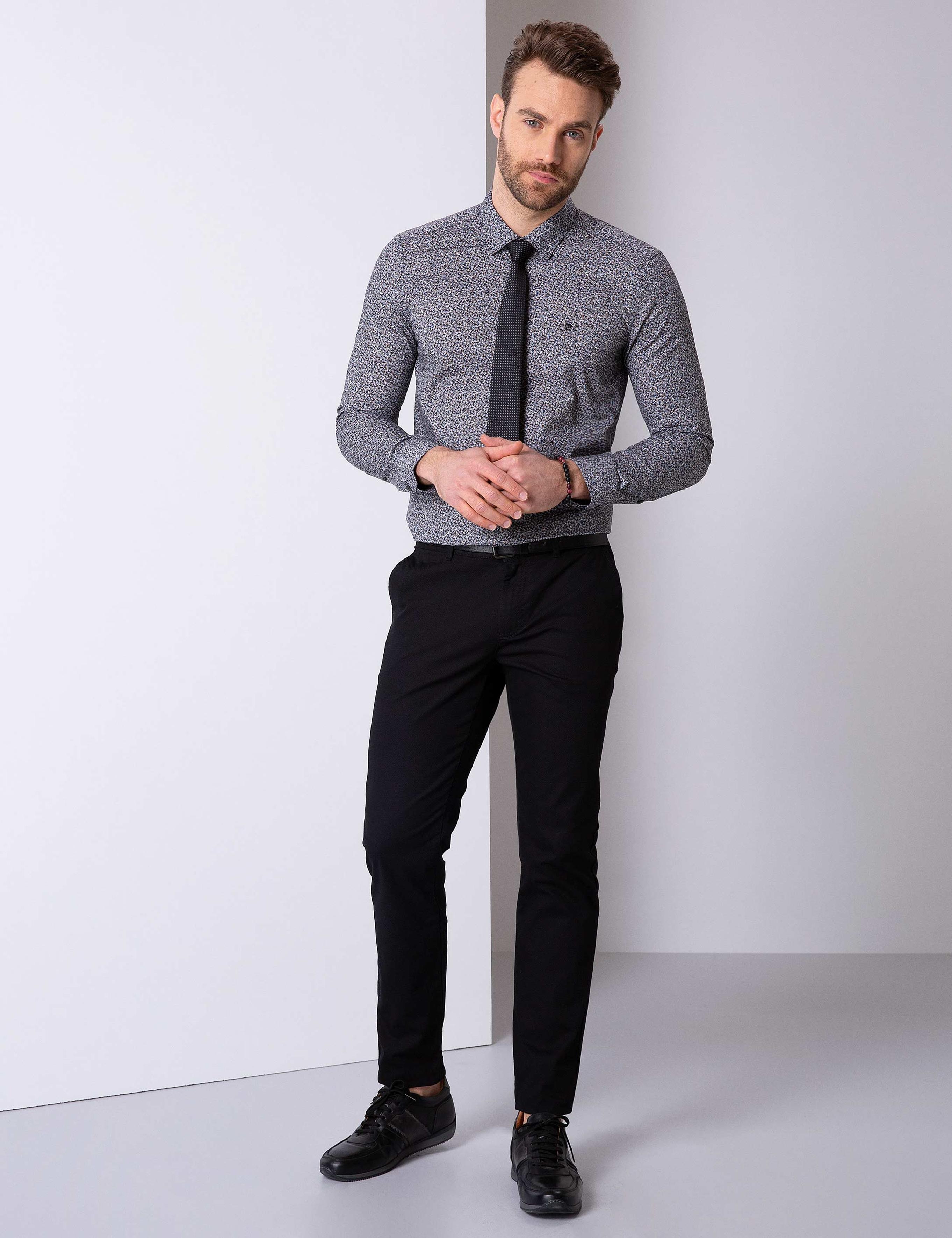 Siyah Slim Fit Chino Pantolon
