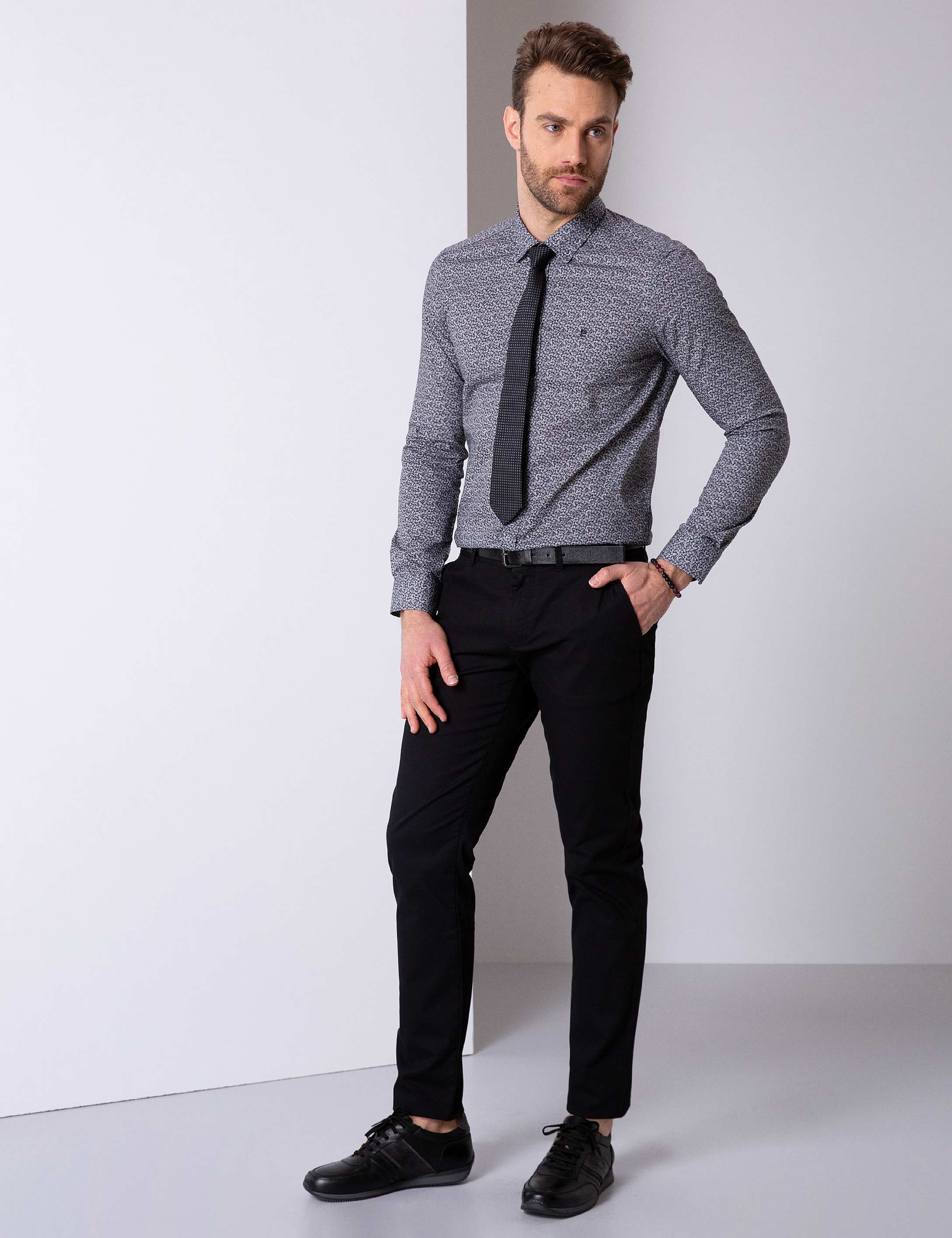Siyah Slim Fit Chino Pantolon