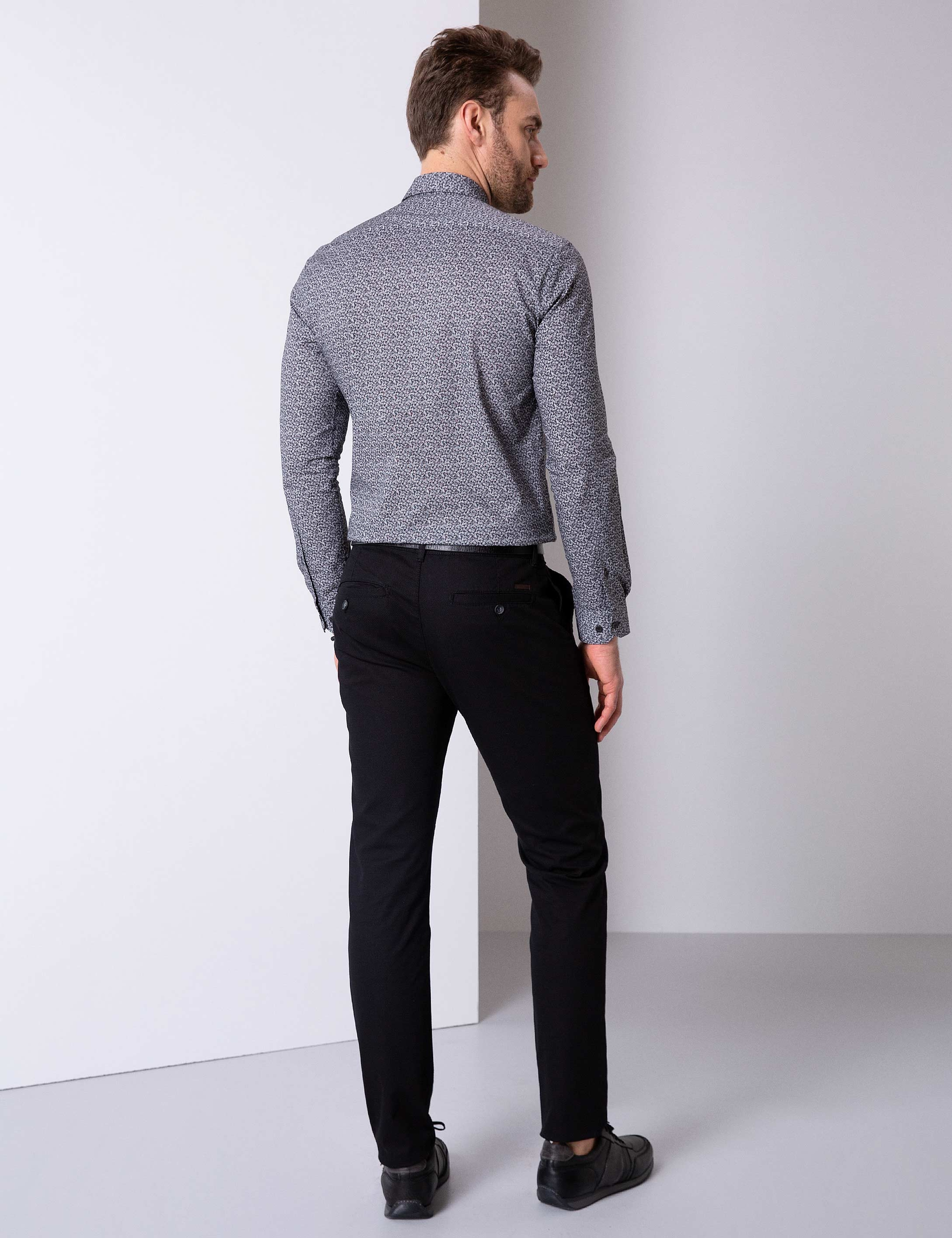 Siyah Slim Fit Chino Pantolon - Image 3