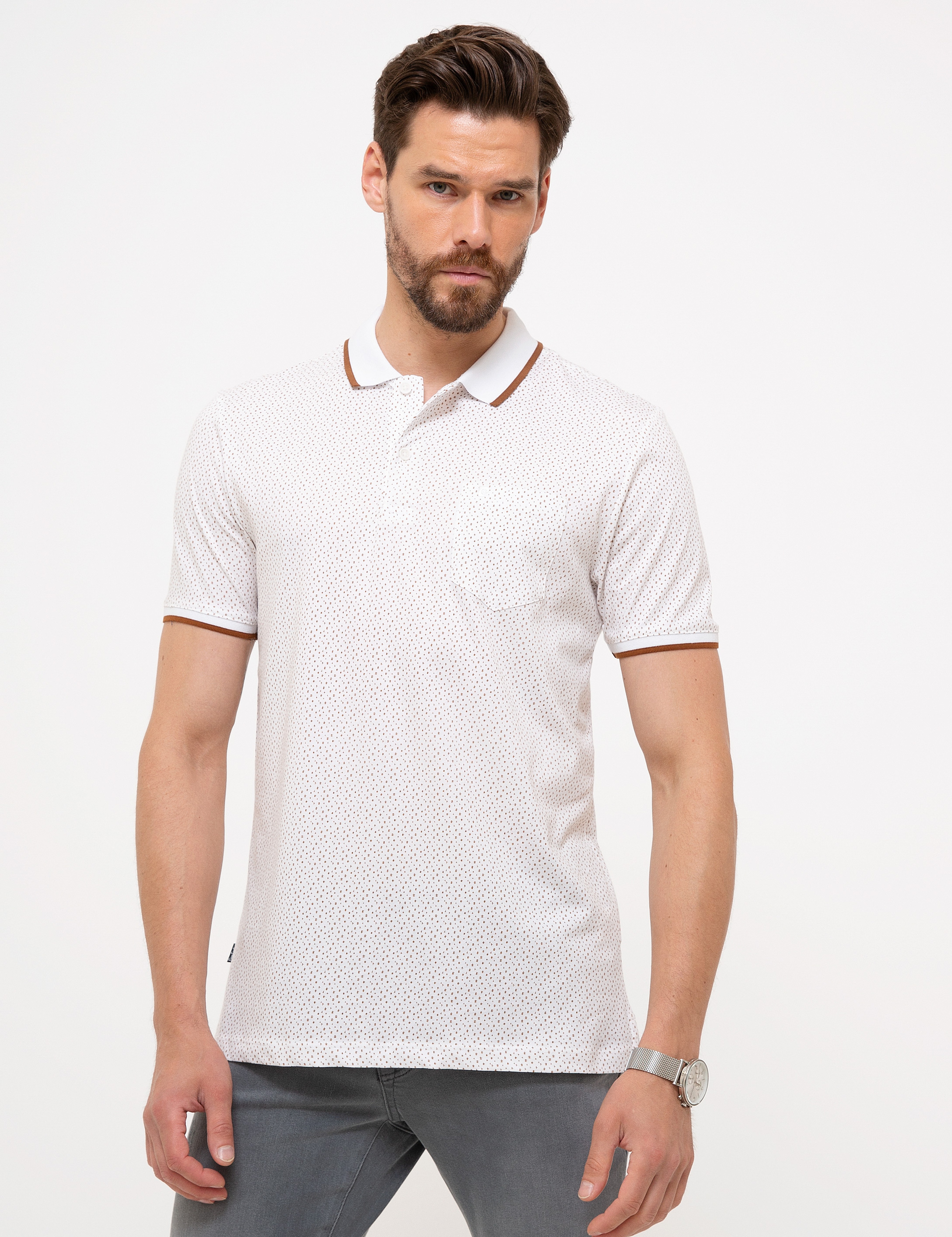 Beyaz Regular Fit Polo Yaka T-Shirt - Image 1