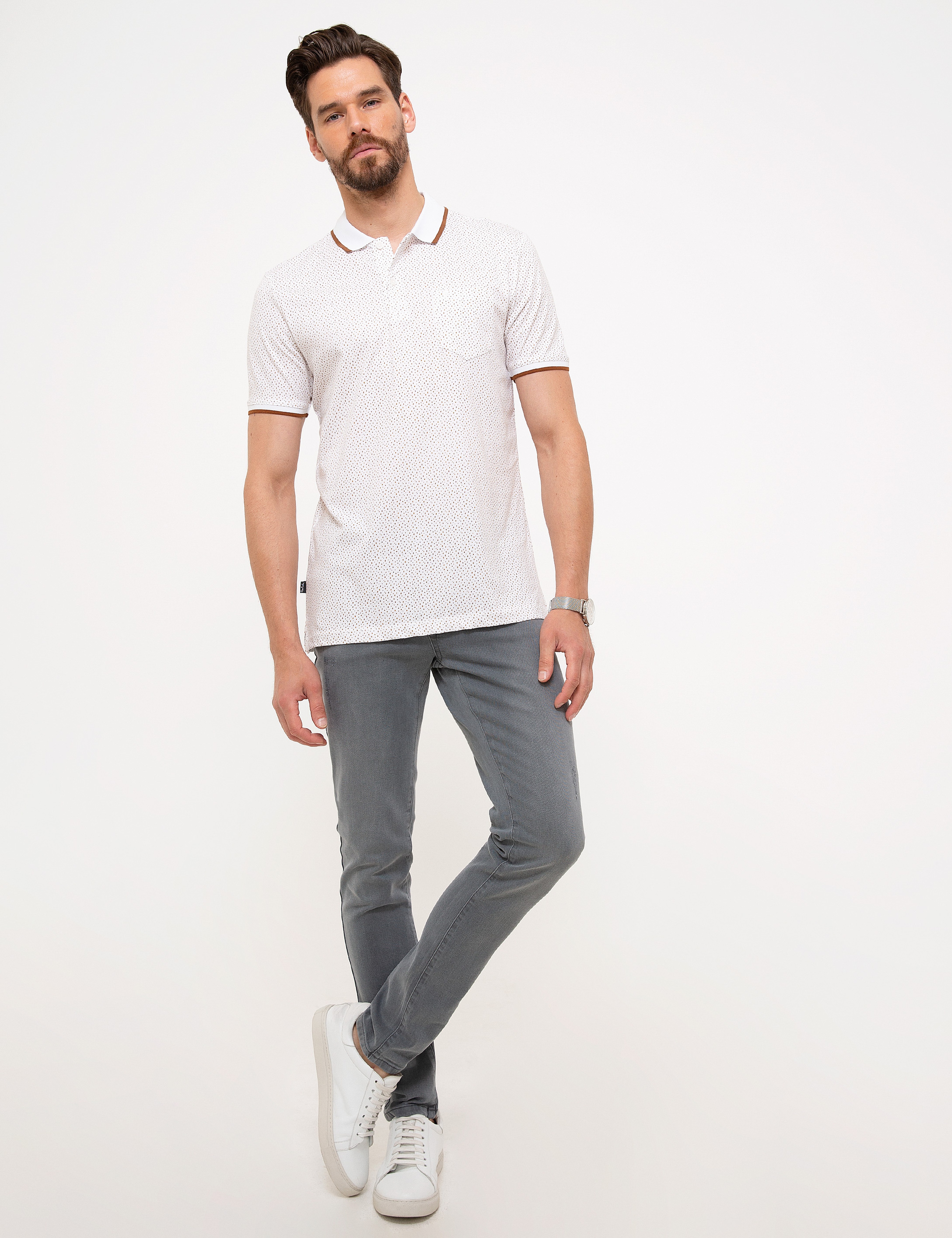 Beyaz Regular Fit Polo Yaka T-Shirt - Image 4