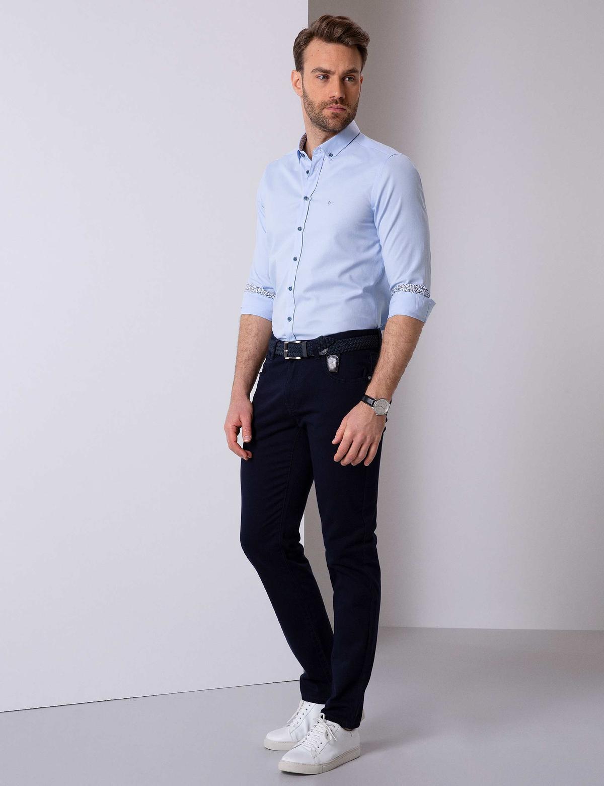 Lacivert Slim Fit Kanvas Pantolon - 50200824003