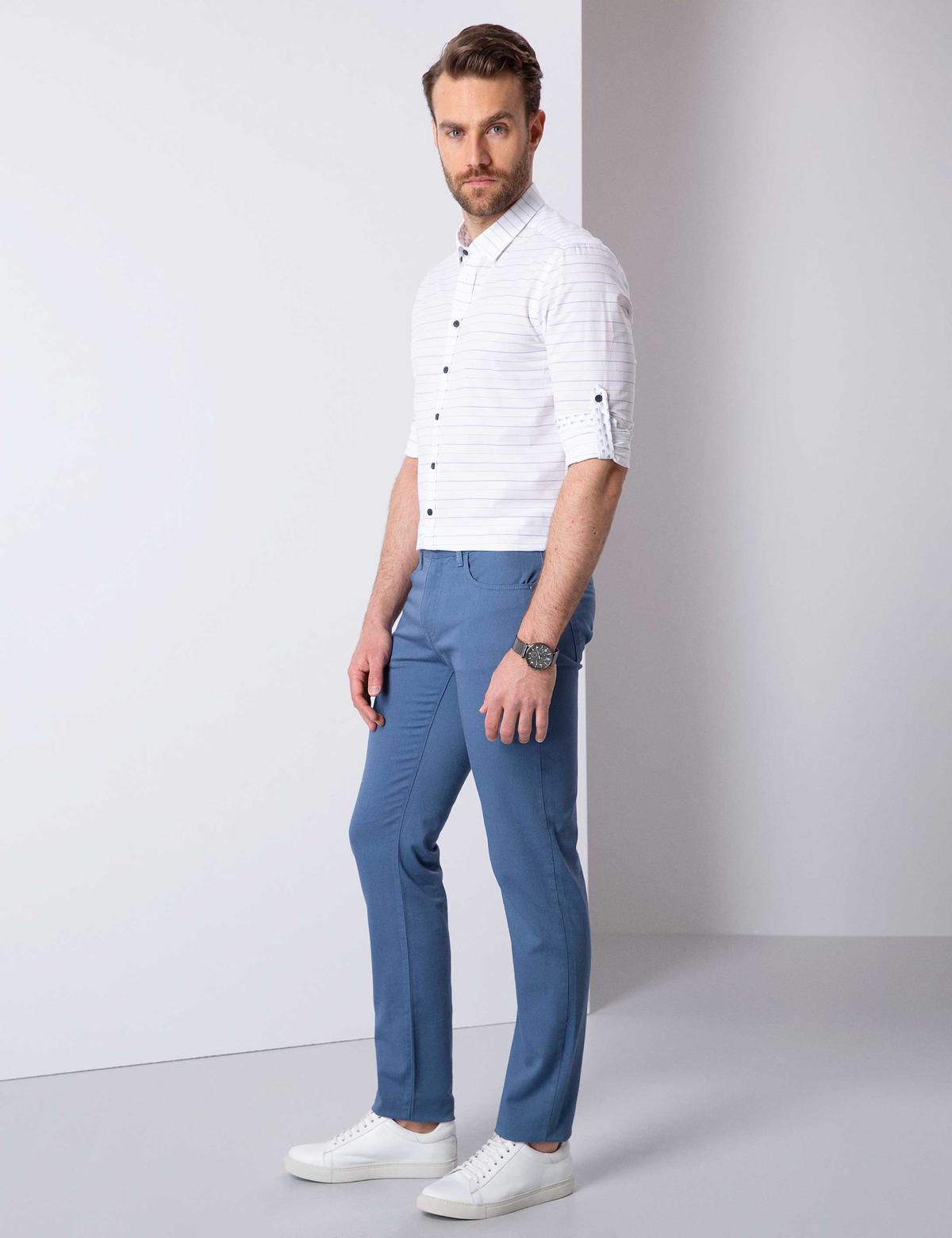 Petrol Slim Fit Kanvas Pantolon - 50200824022