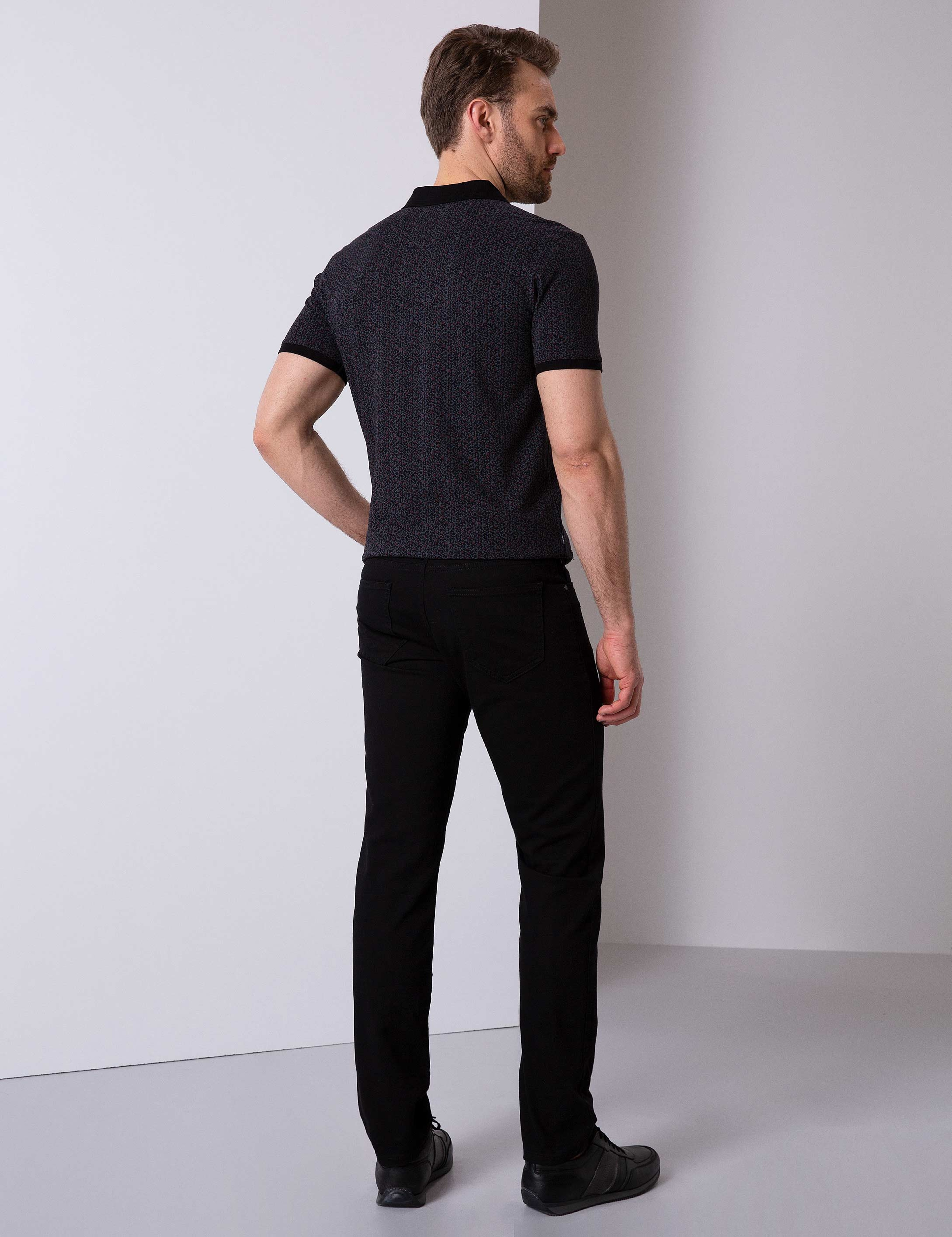 Siyah Slim Fit Chino Pantolon - Image 3