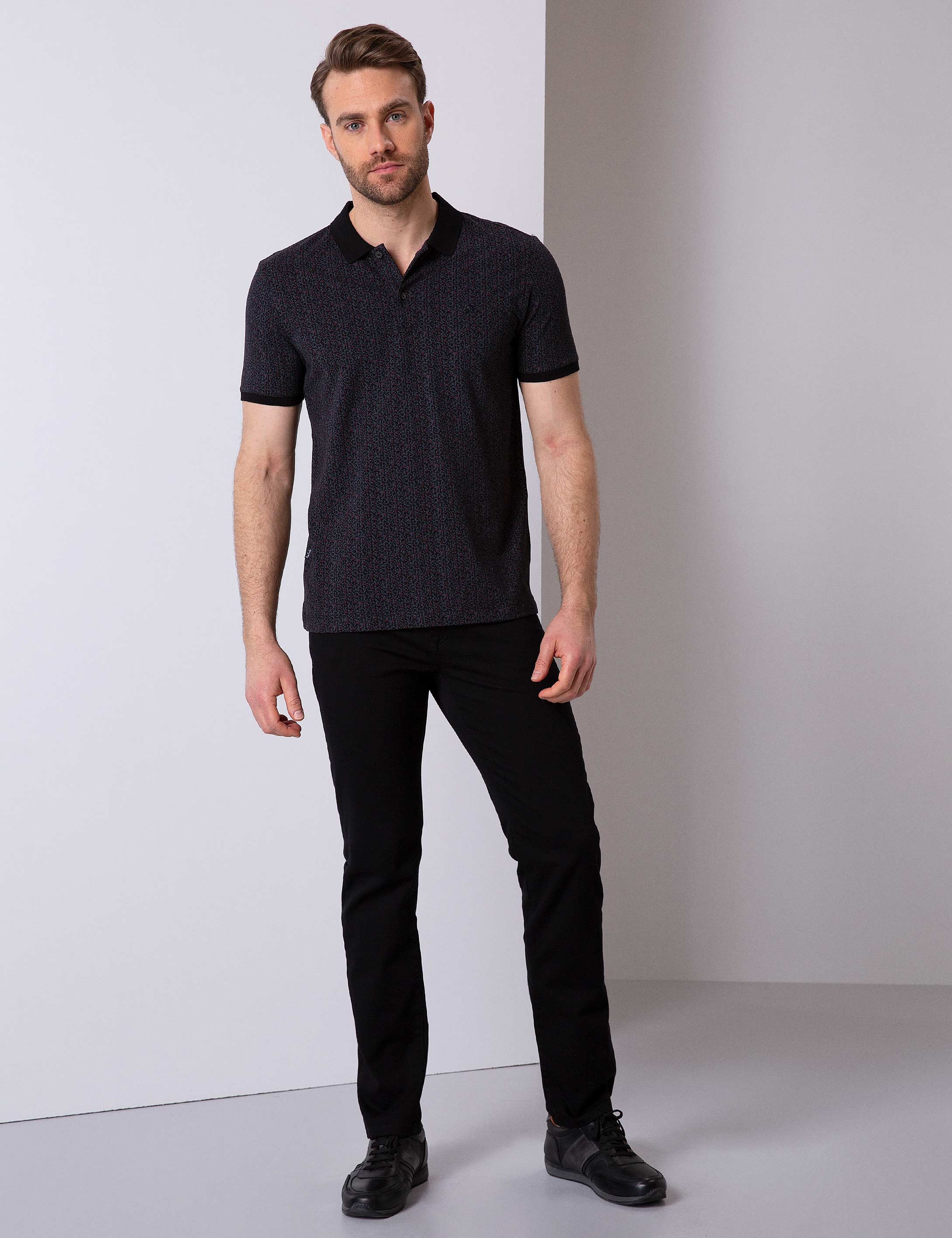 Siyah Slim Fit Chino Pantolon - Image 1