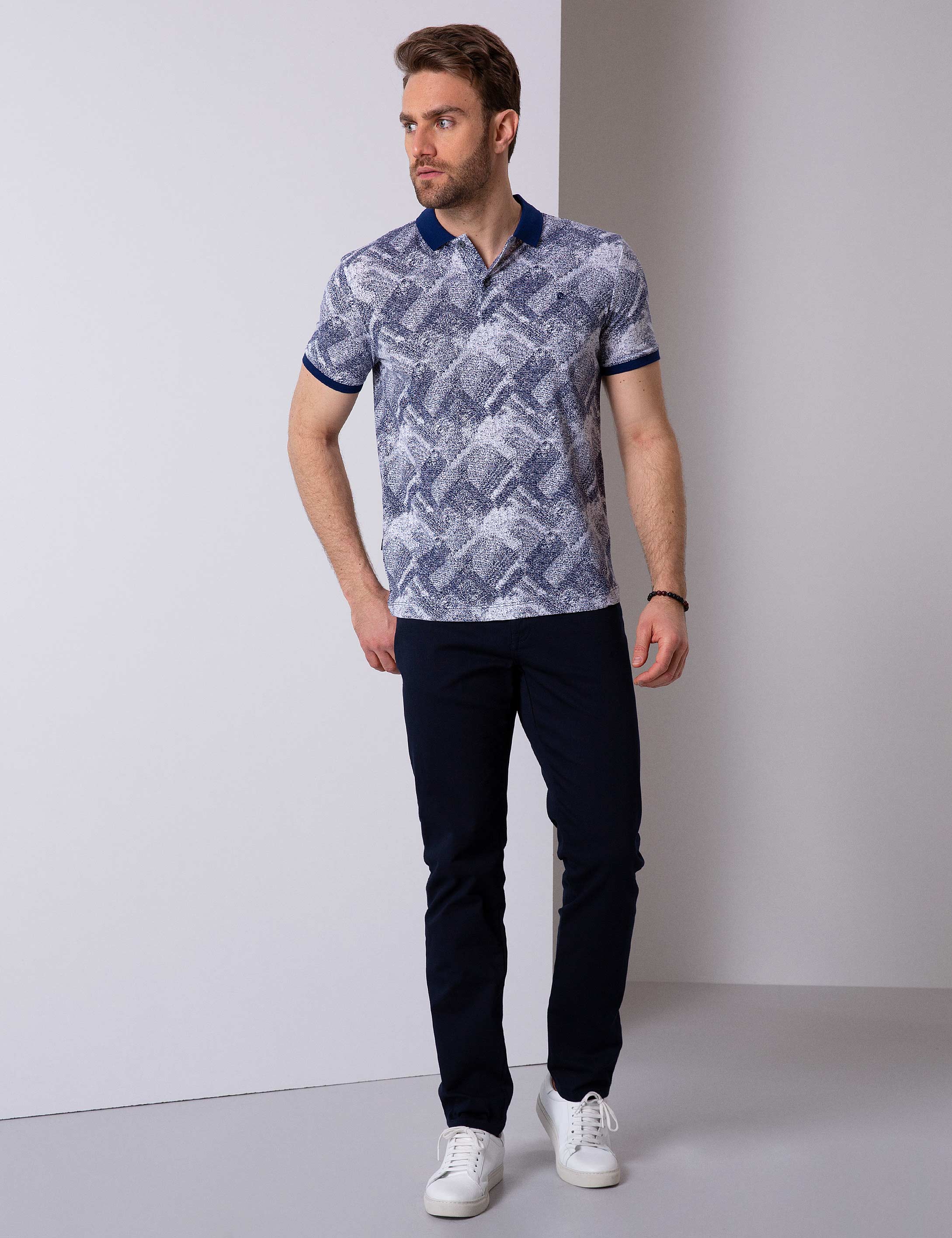 Lacivert Slim Fit Chino Pantolon