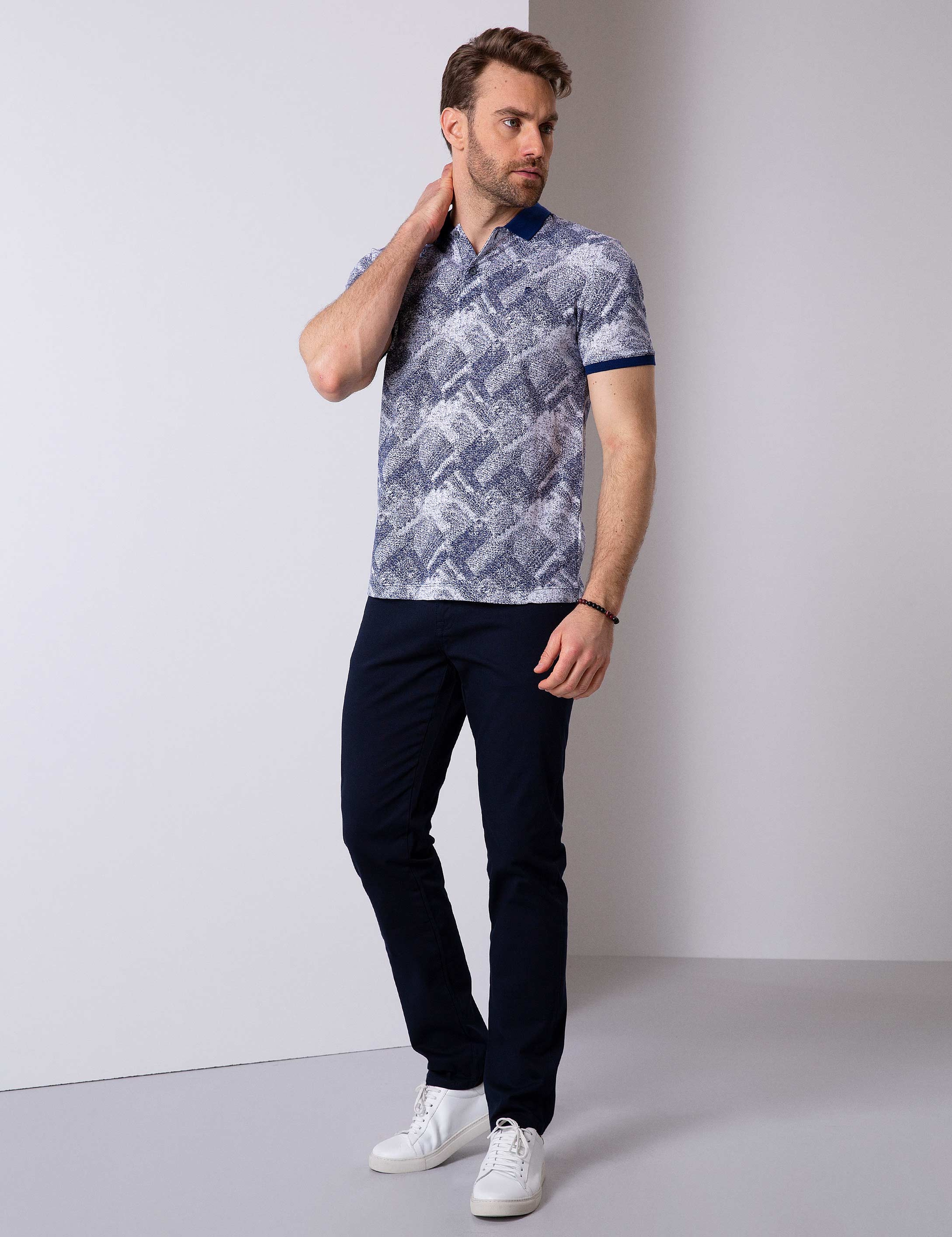 Lacivert Slim Fit Chino Pantolon - Image 2