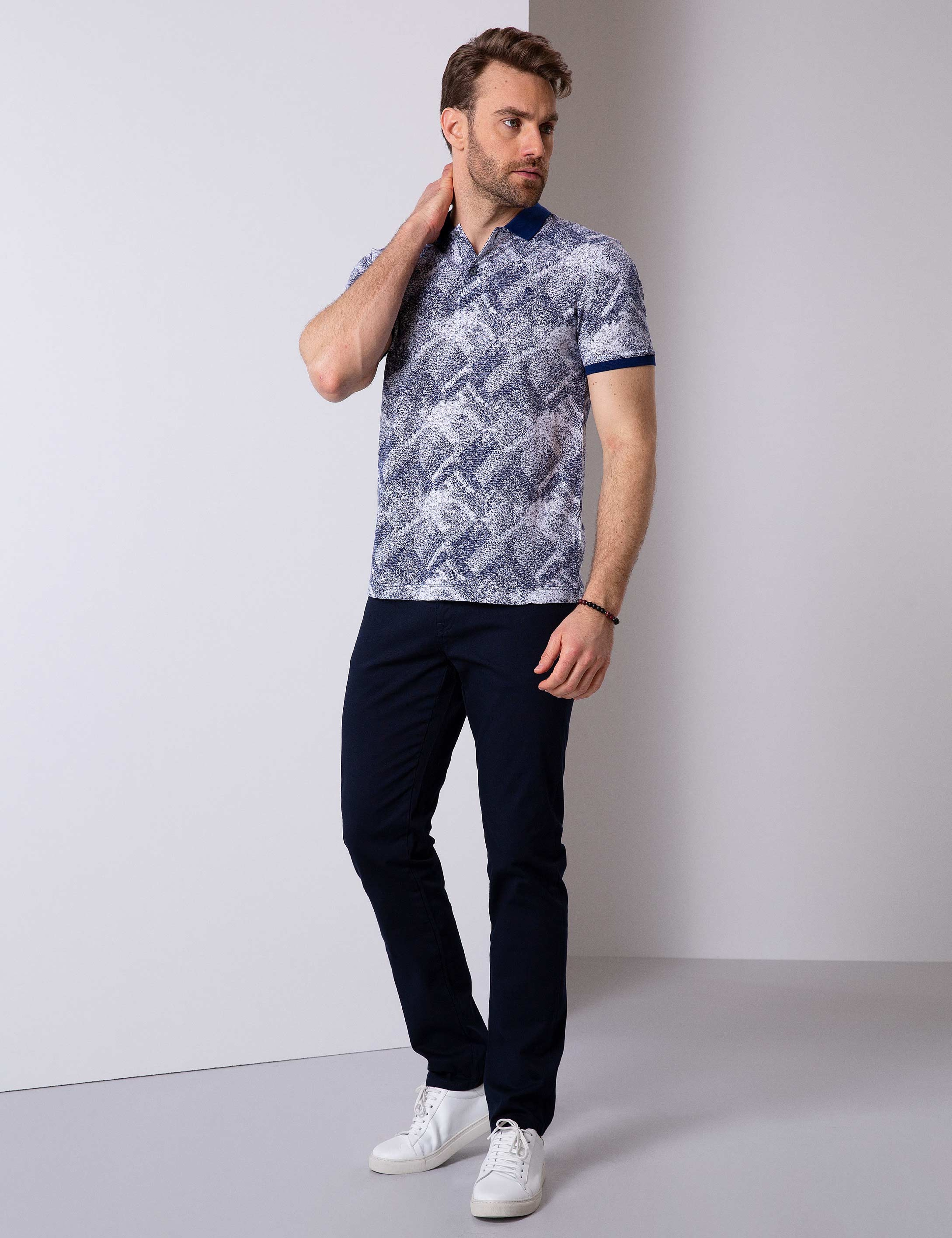 Lacivert Slim Fit Chino Pantolon