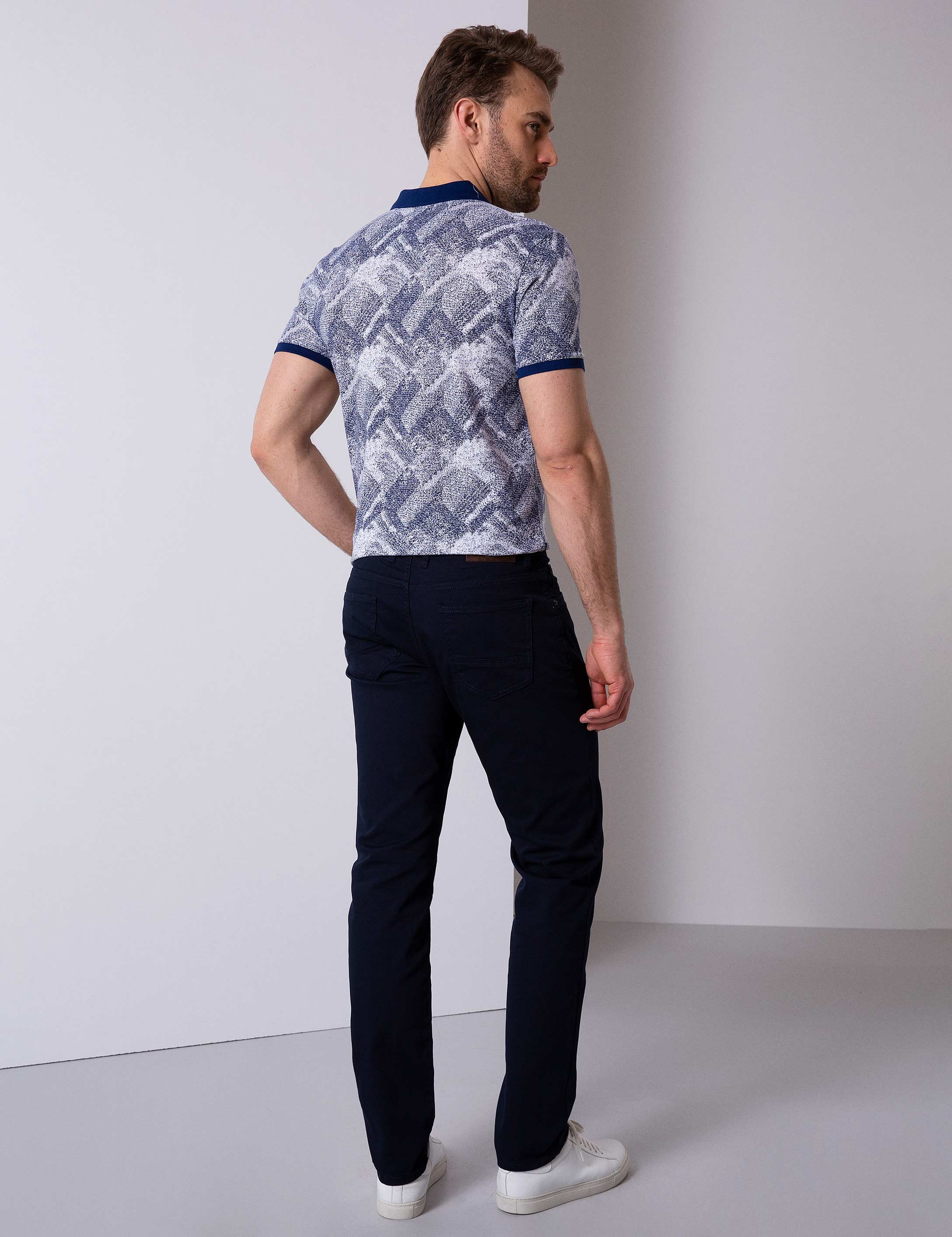 Lacivert Slim Fit Chino Pantolon - Image 3