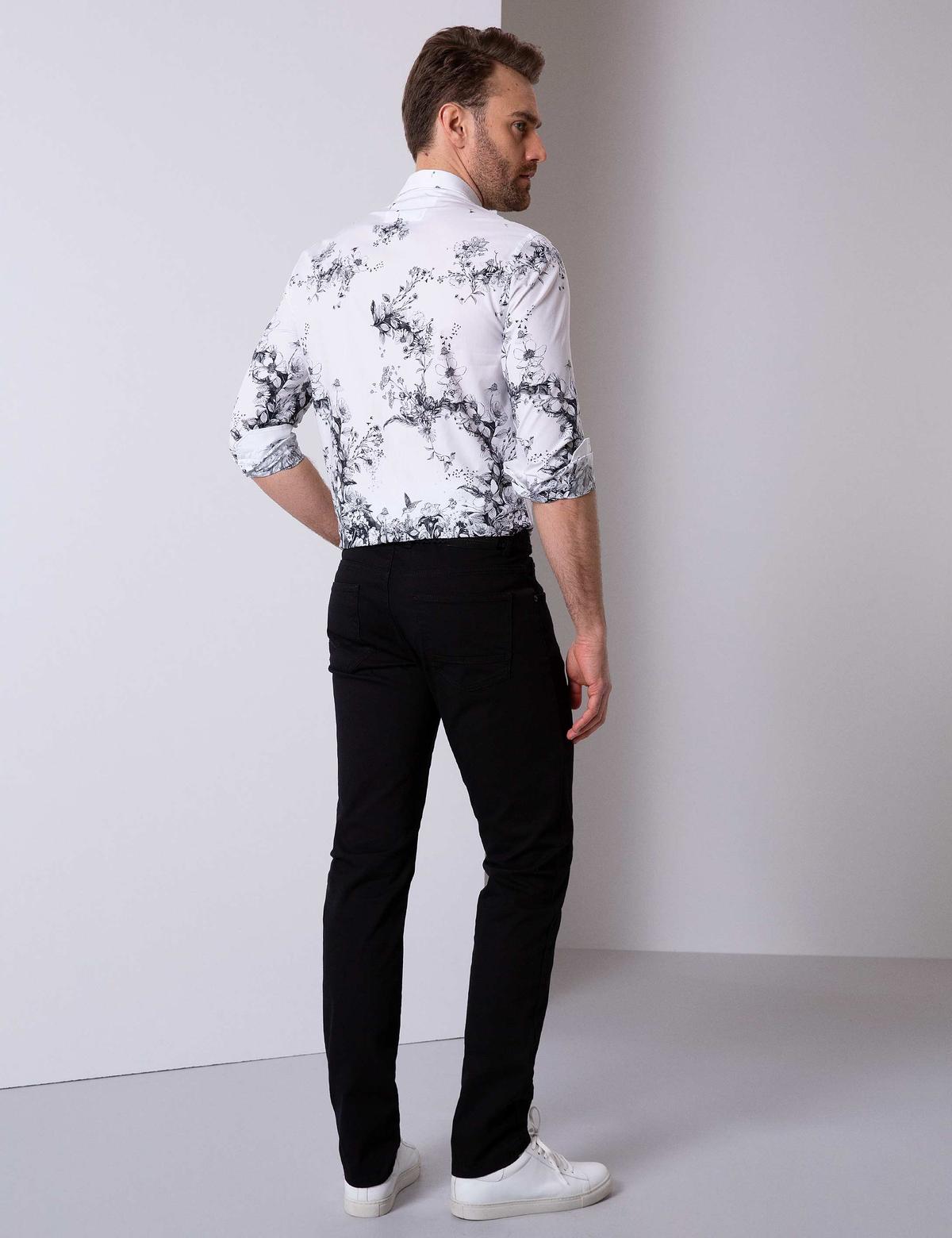 Siyah Slim Fit Kanvas Pantolon - 50200825014