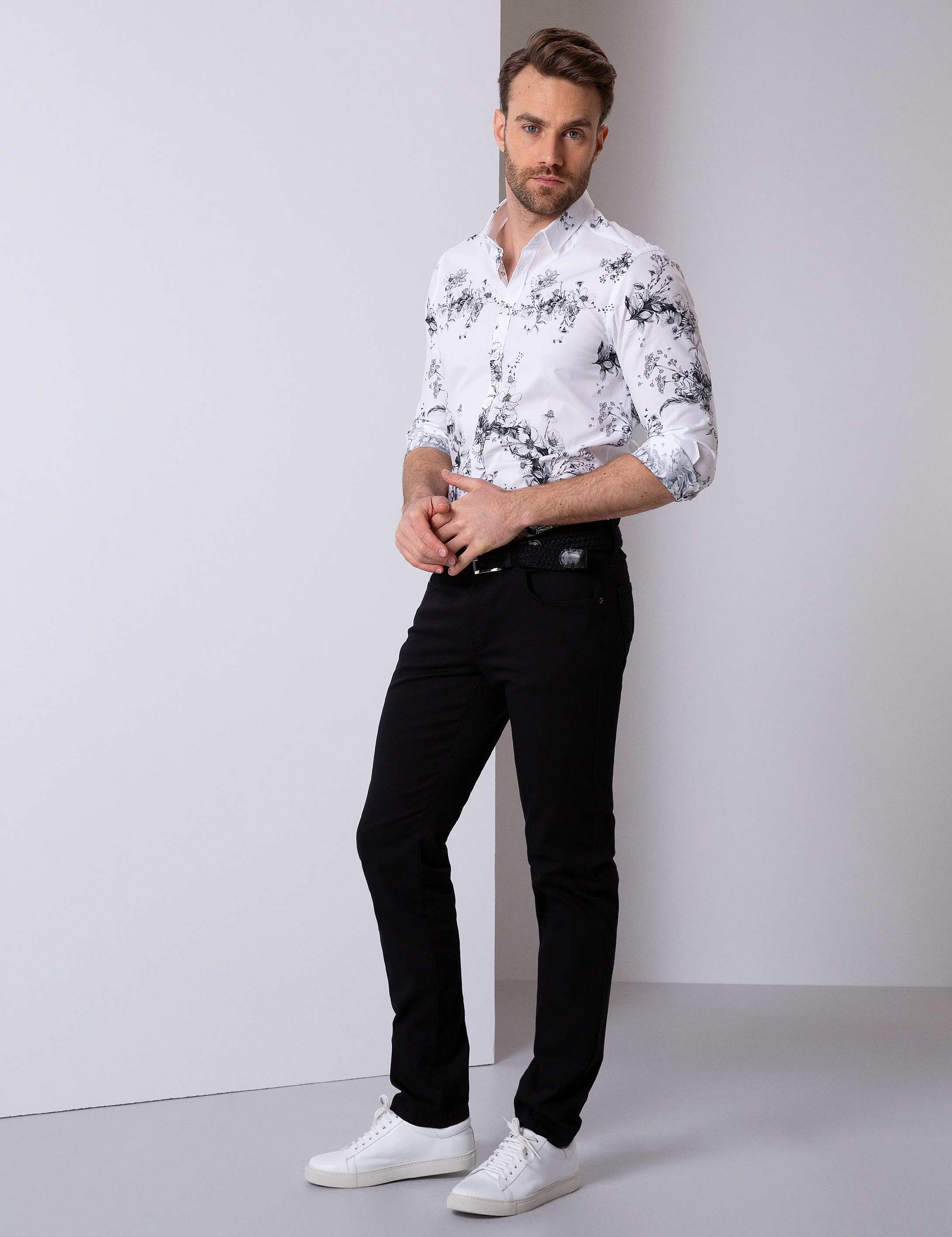 Siyah Slim Fit Kanvas Pantolon