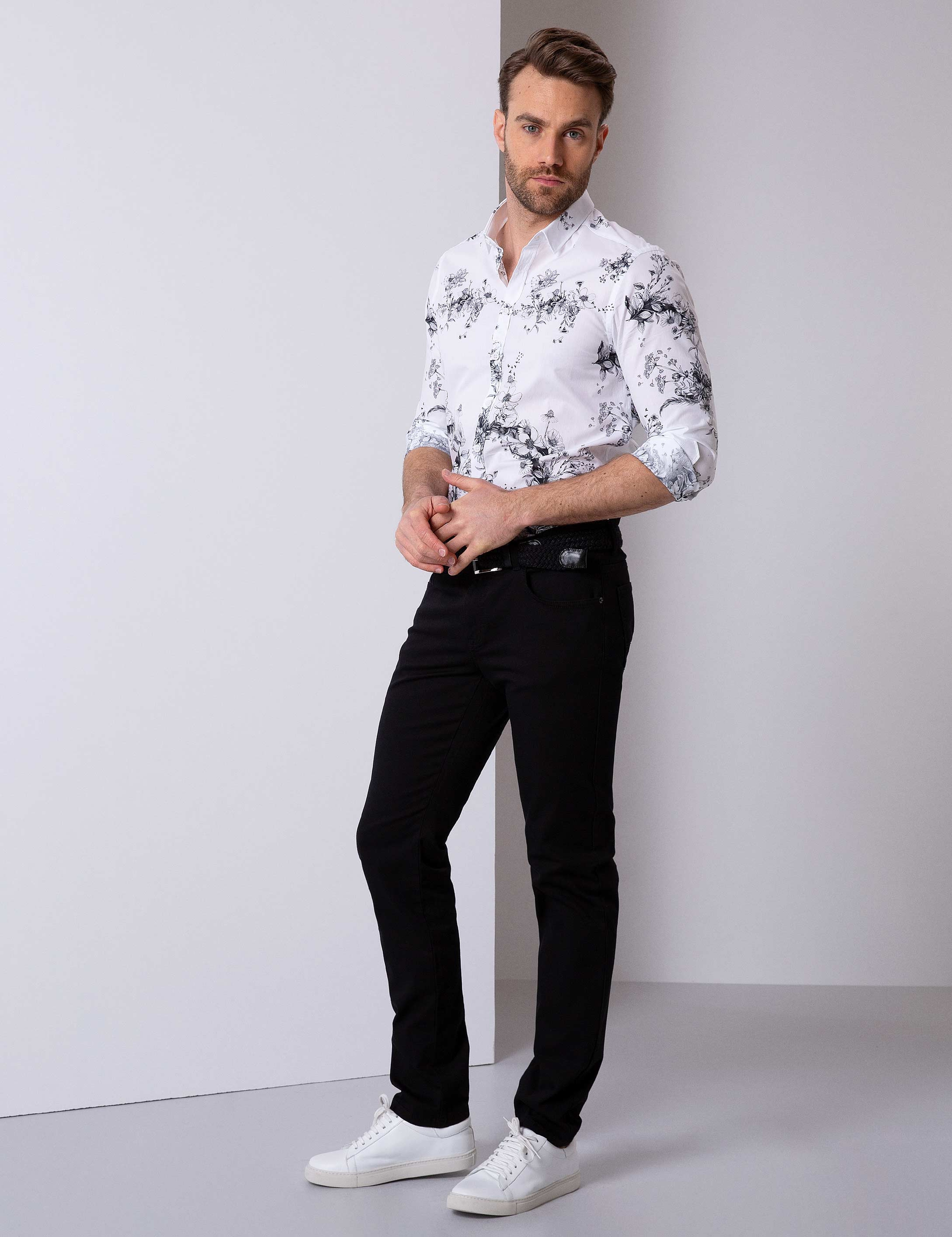 Siyah Slim Fit Kanvas Pantolon - Image 2