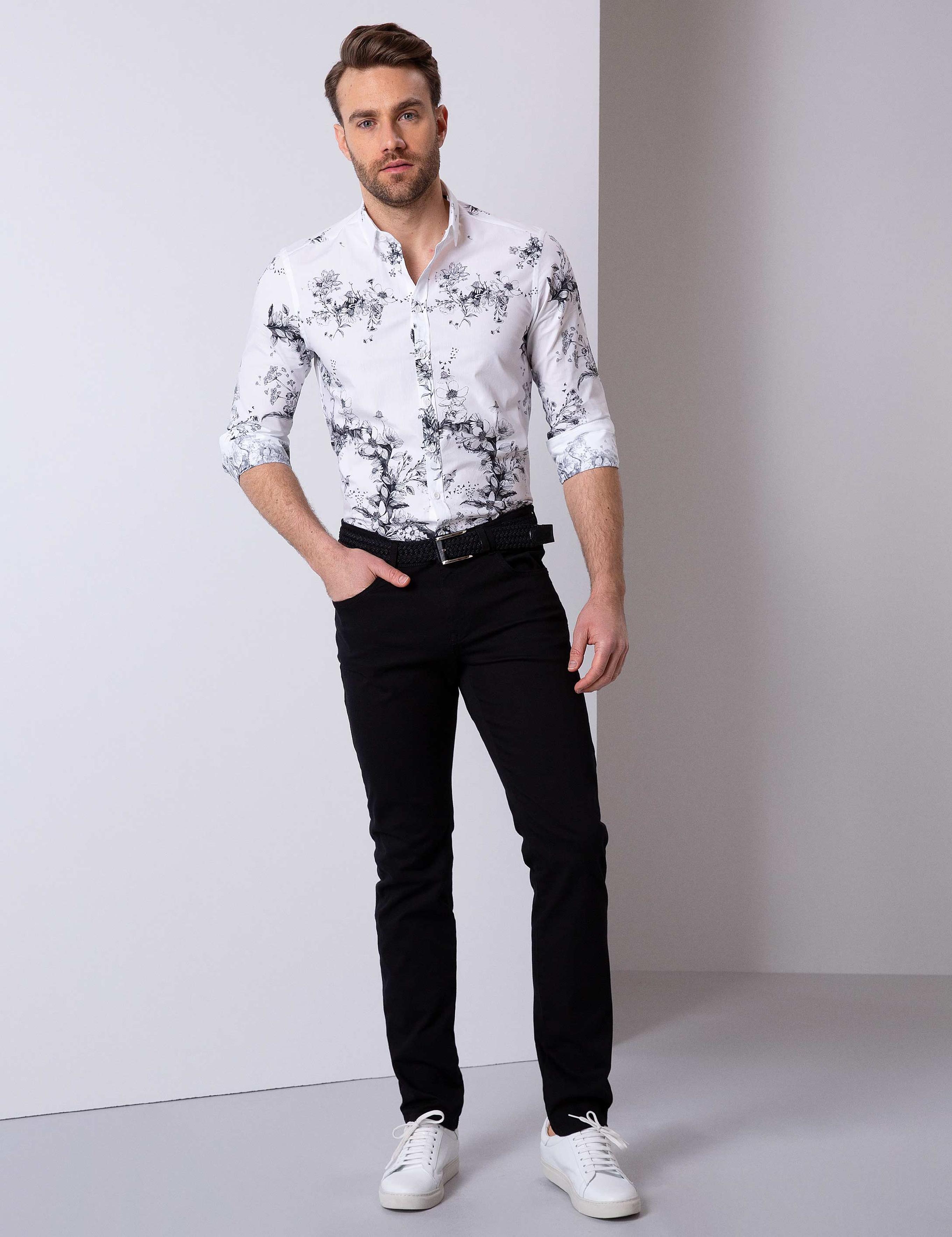 Siyah Slim Fit Kanvas Pantolon