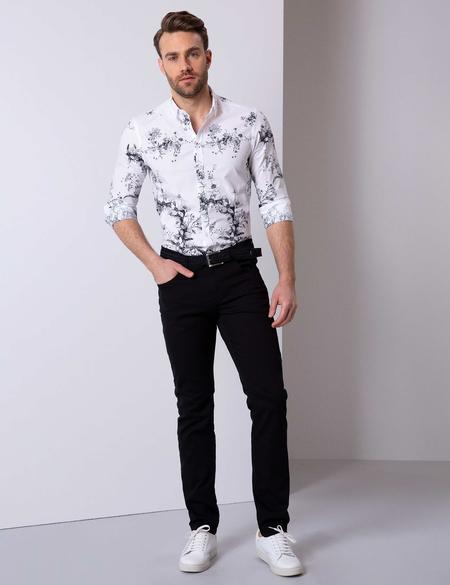 Siyah Slim Fit Kanvas Pantolon - 50200825014