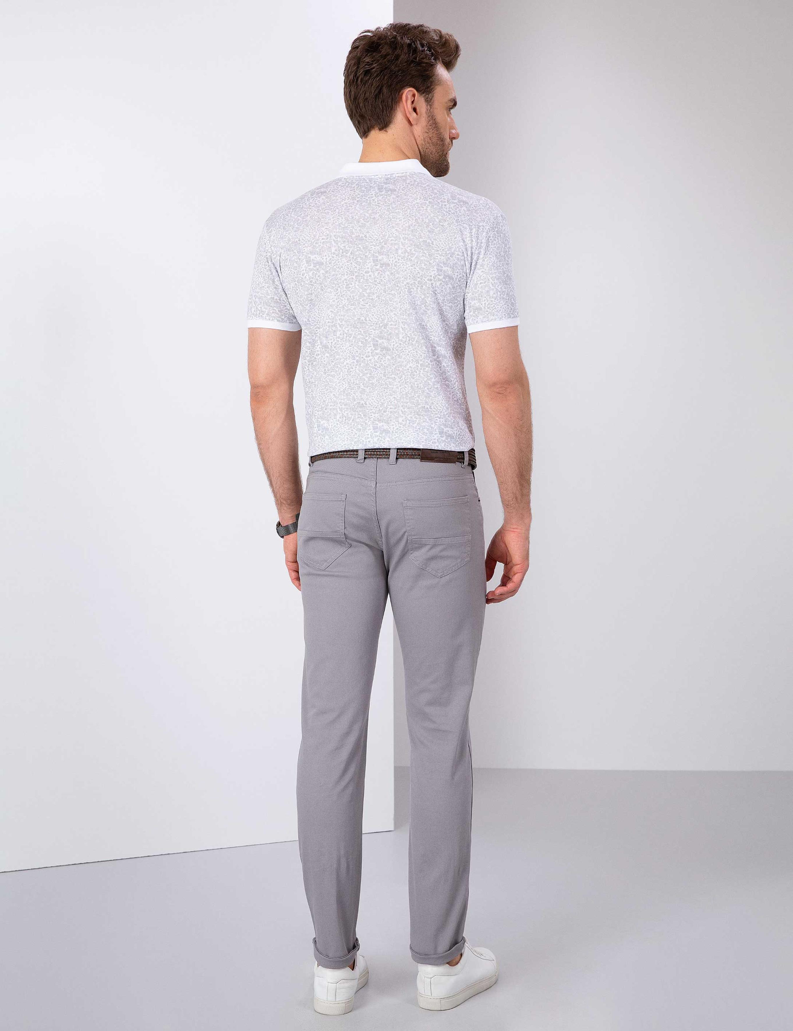 Gri Slim Fit Kanvas Pantolon