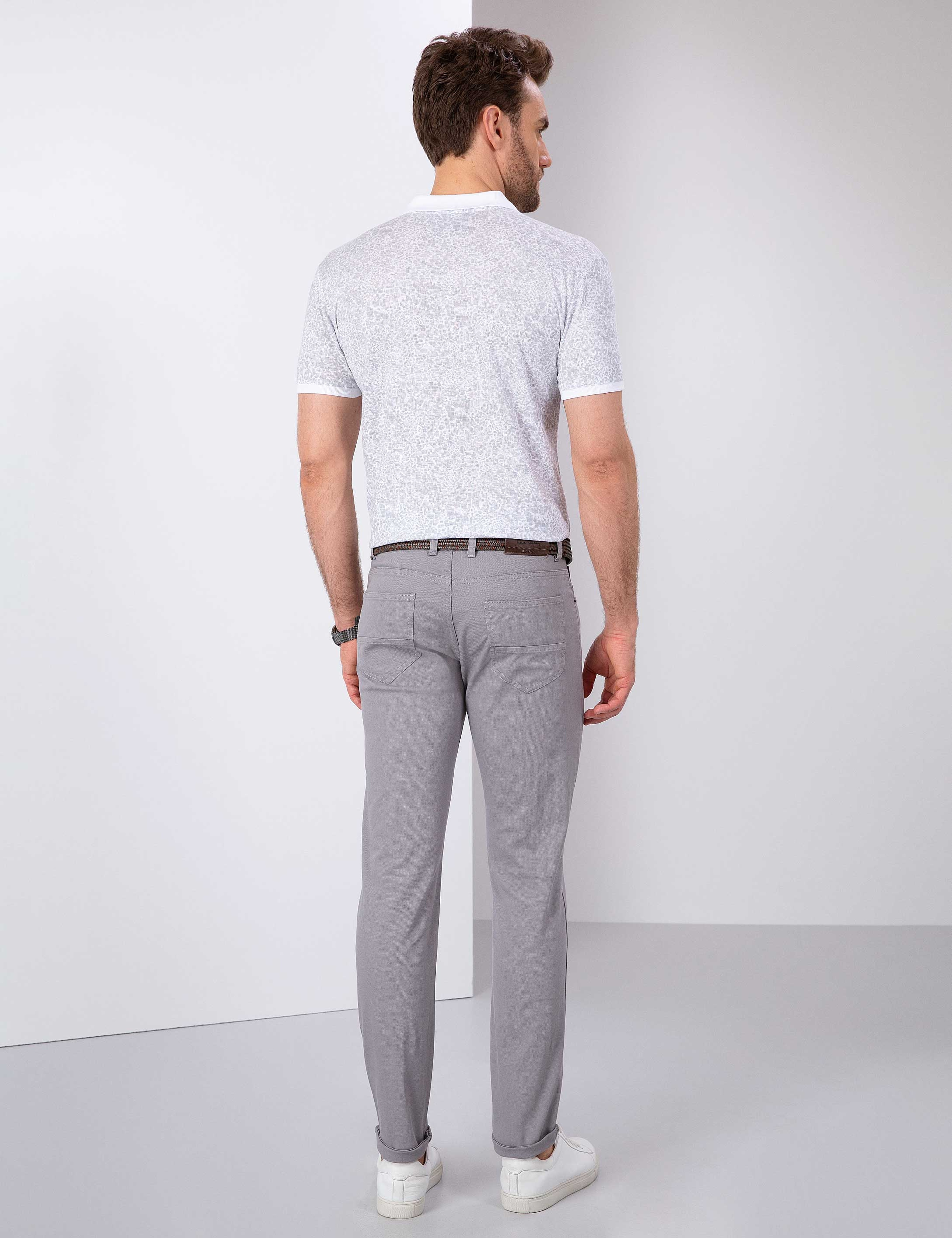 Gri Slim Fit Kanvas Pantolon - Image 3