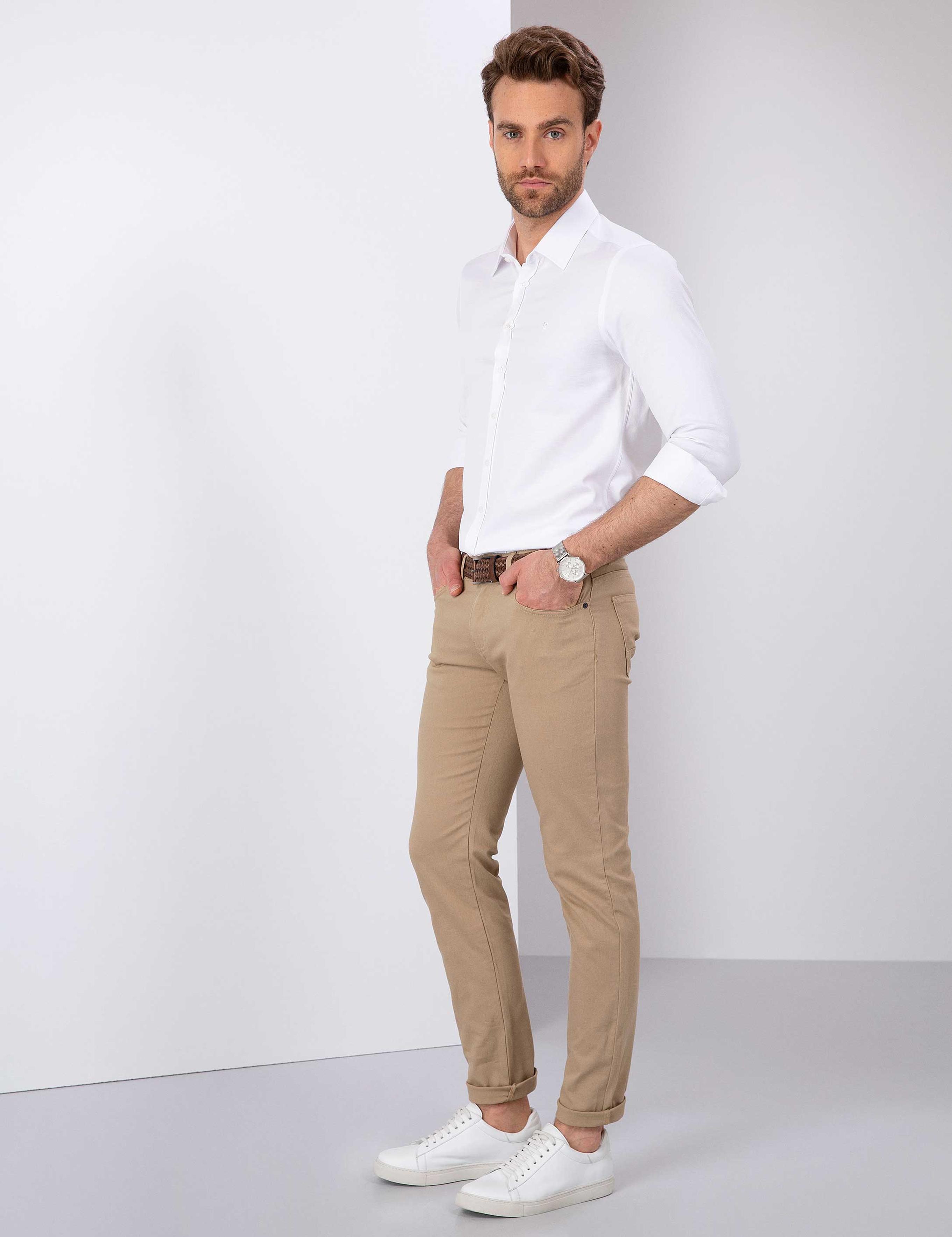 Camel Slim Fit Chino Pantolon