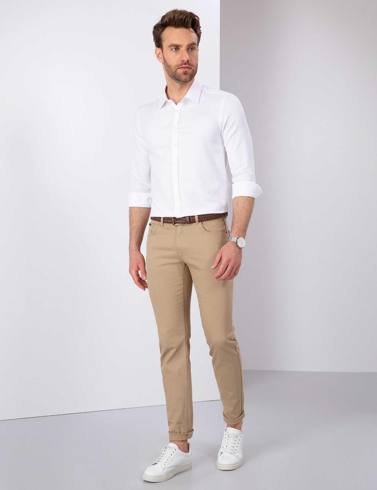 Camel Slim Fit Chino Pantolon