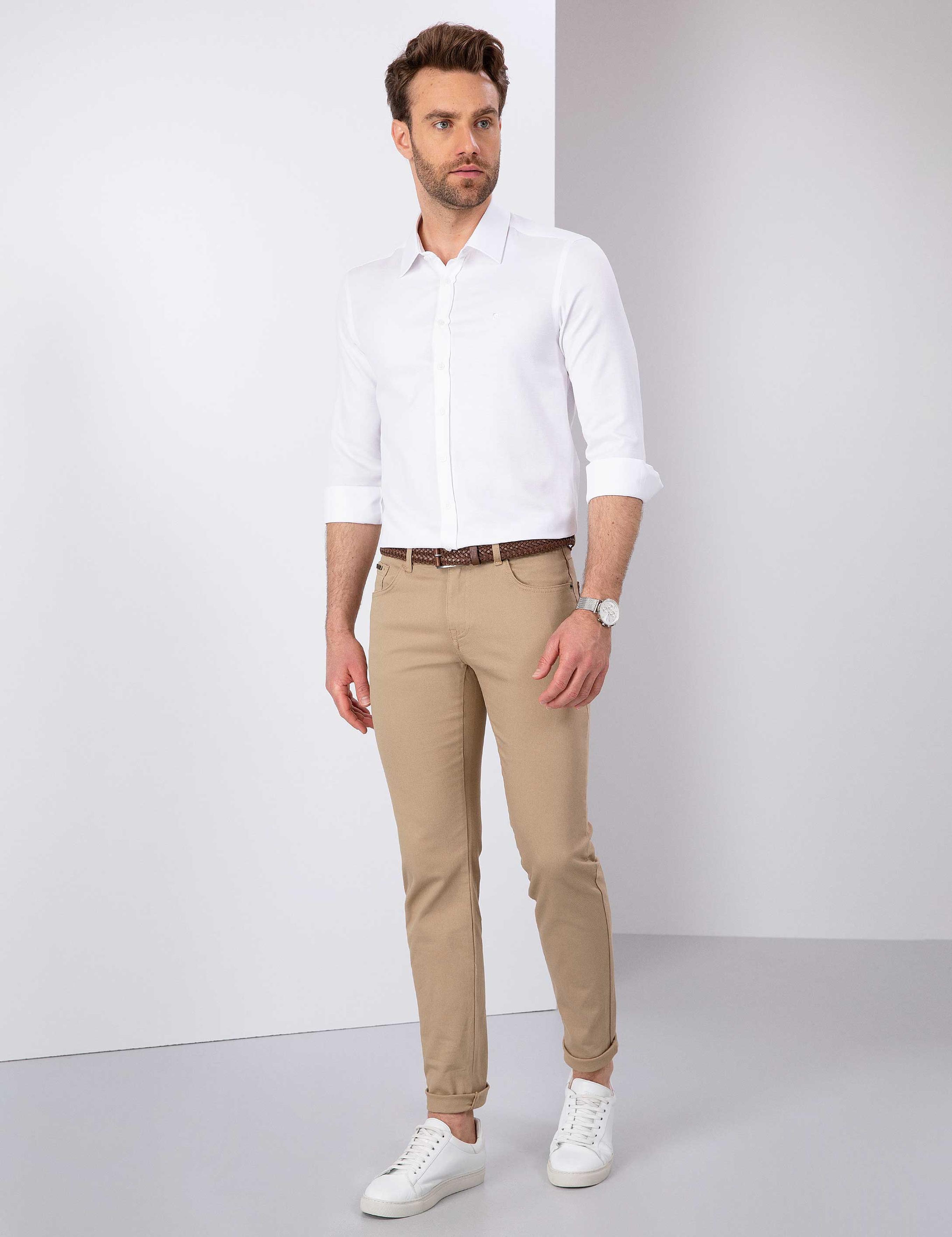 Camel Slim Fit Chino Pantolon