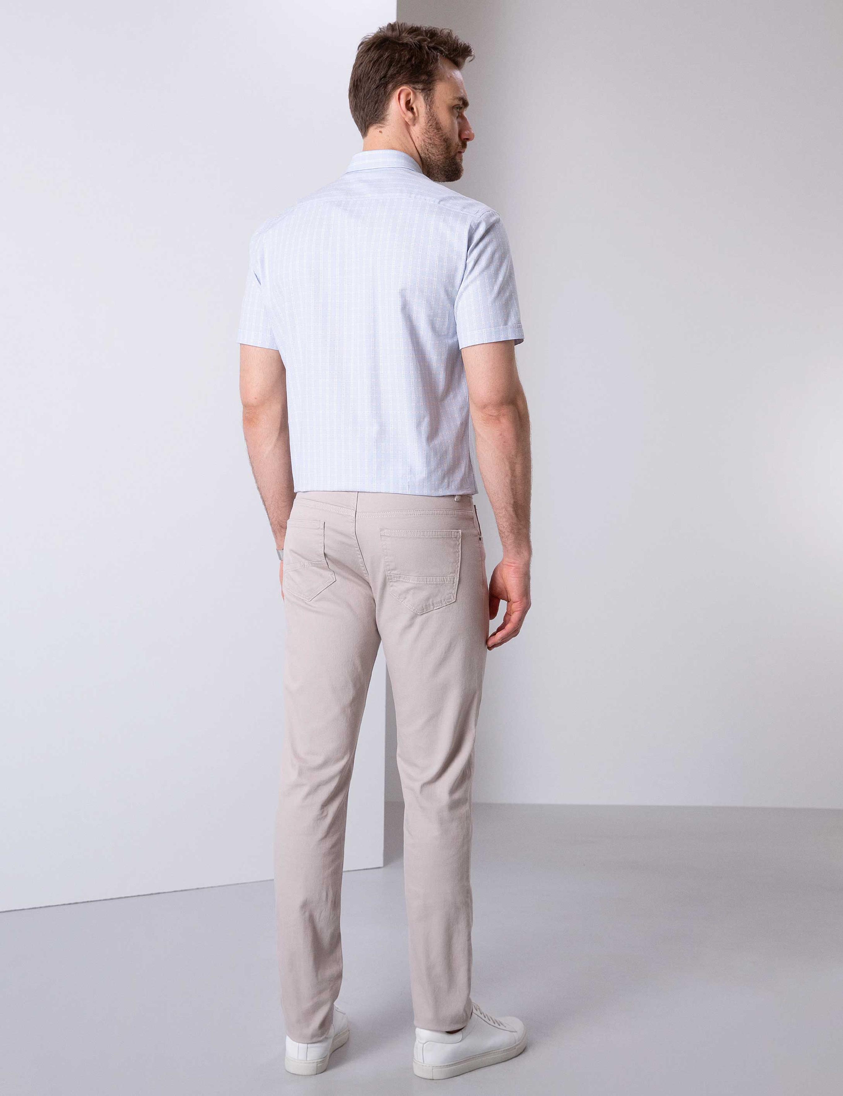 Bej Slim Fit Kanvas Pantolon