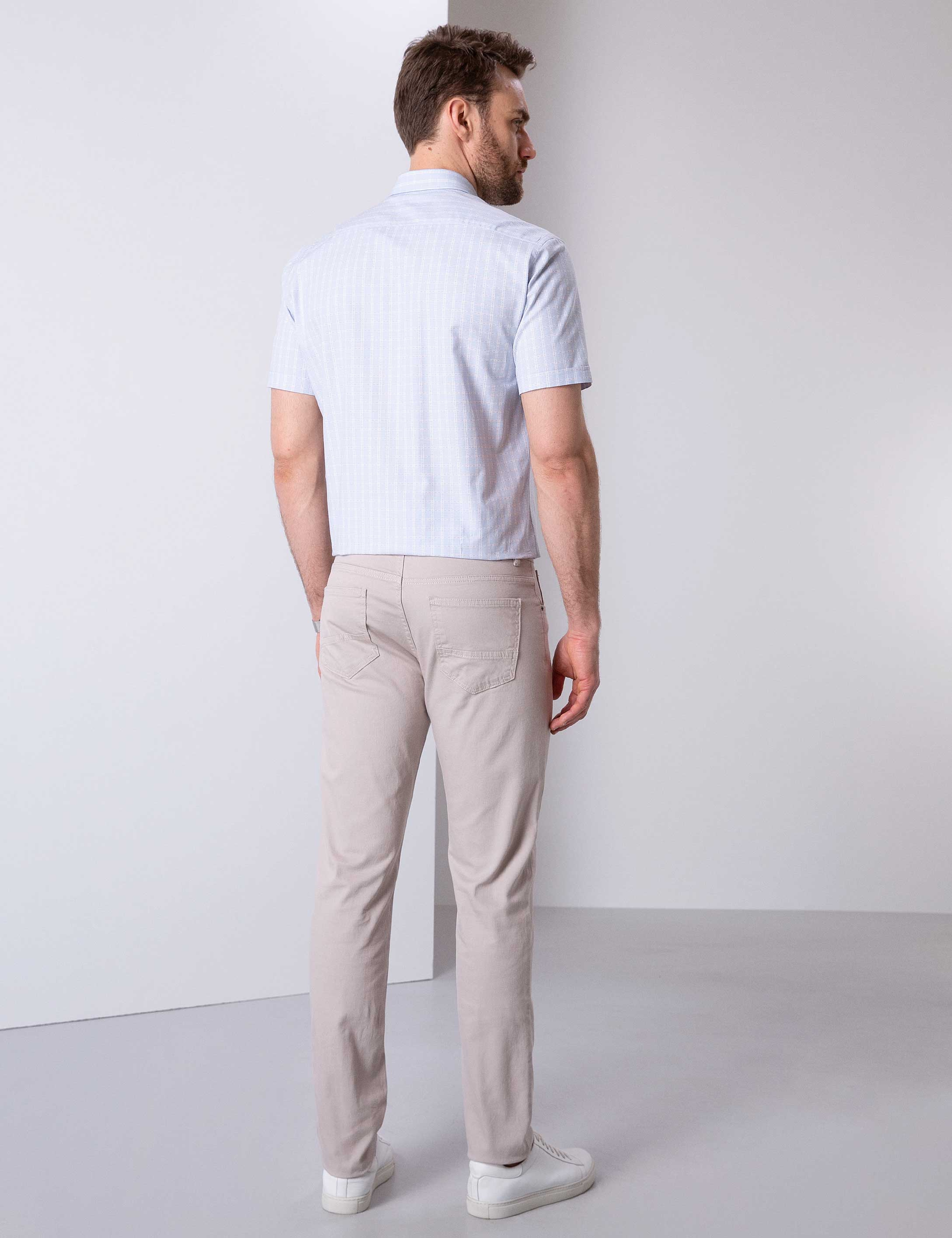 Bej Slim Fit Kanvas Pantolon