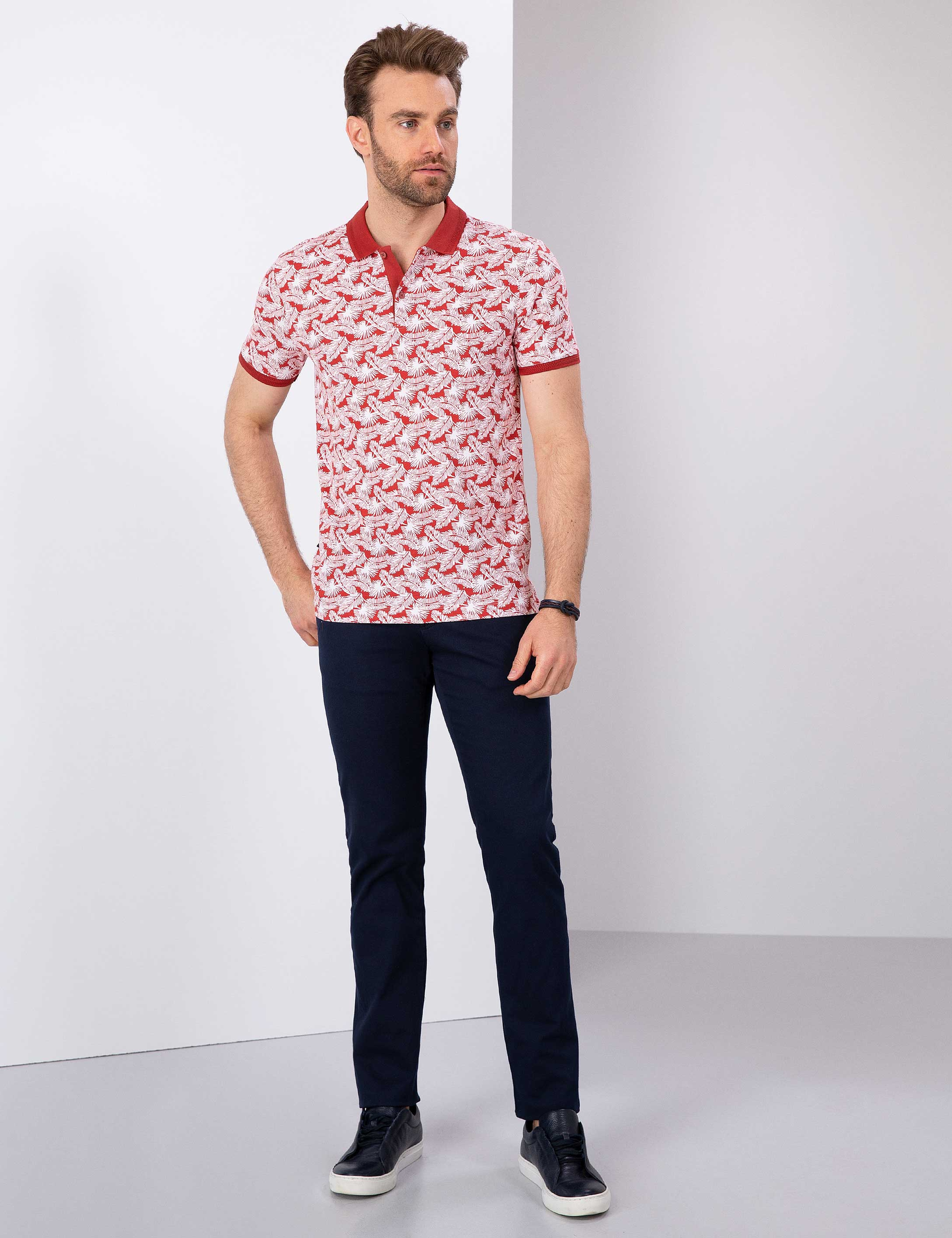 Lacivert Slim Fit Kanvas Pantolon