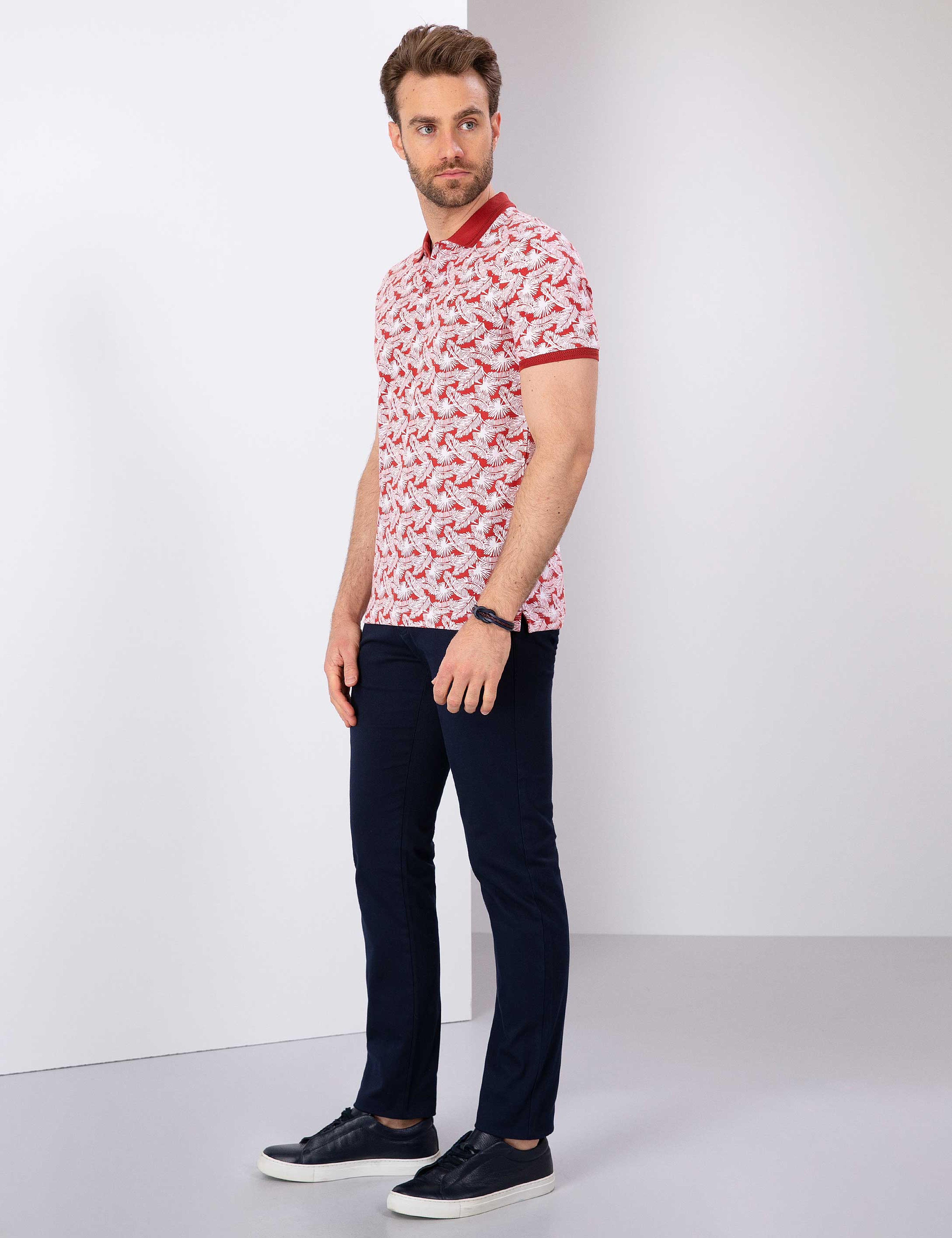 Lacivert Slim Fit Kanvas Pantolon