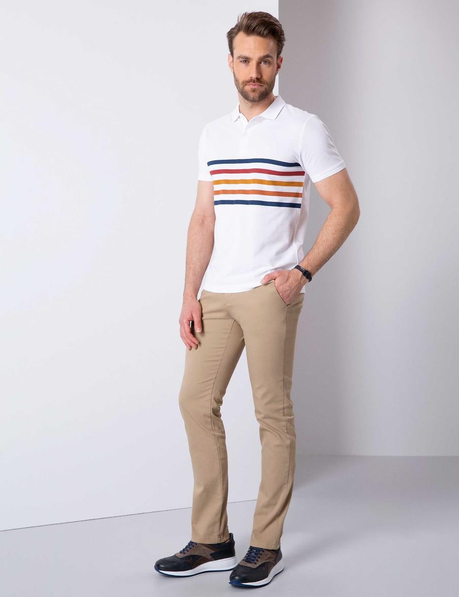 Camel Slim Fit Kanvas Pantolon