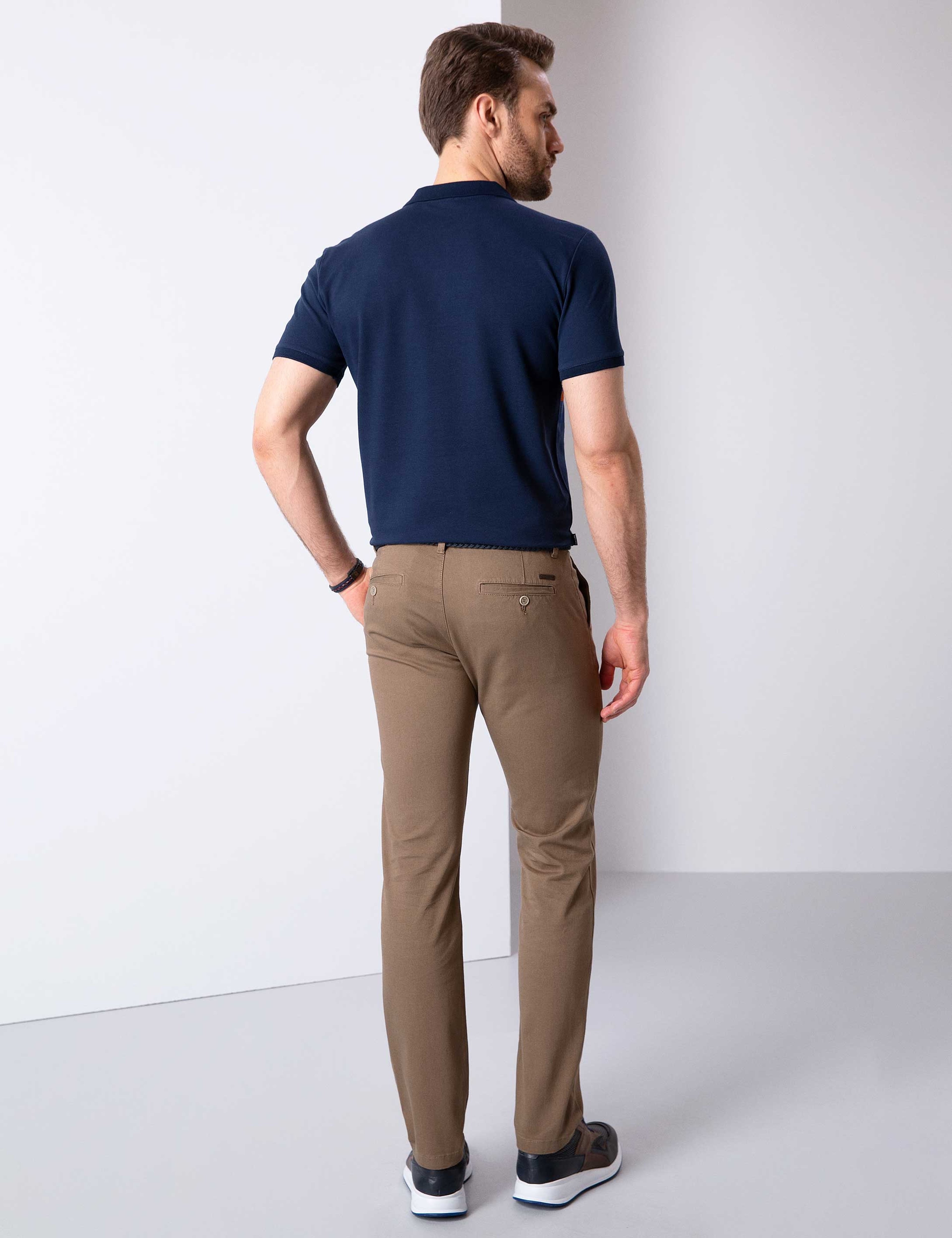 Açık Kahverengi Slim Fit Chino Pantolon - Image 3