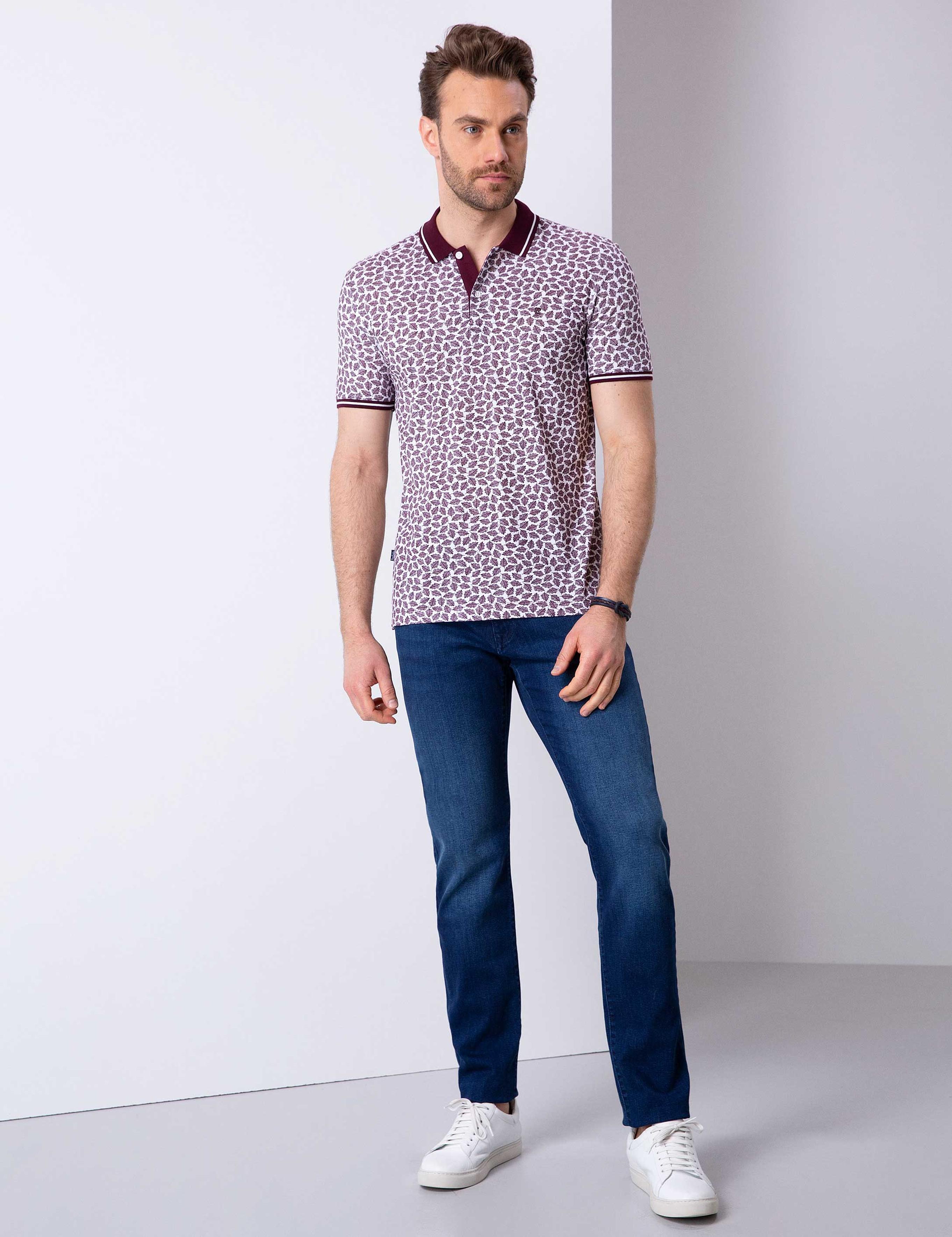 Bordo Slim Fit Polo Yaka T-Shirt