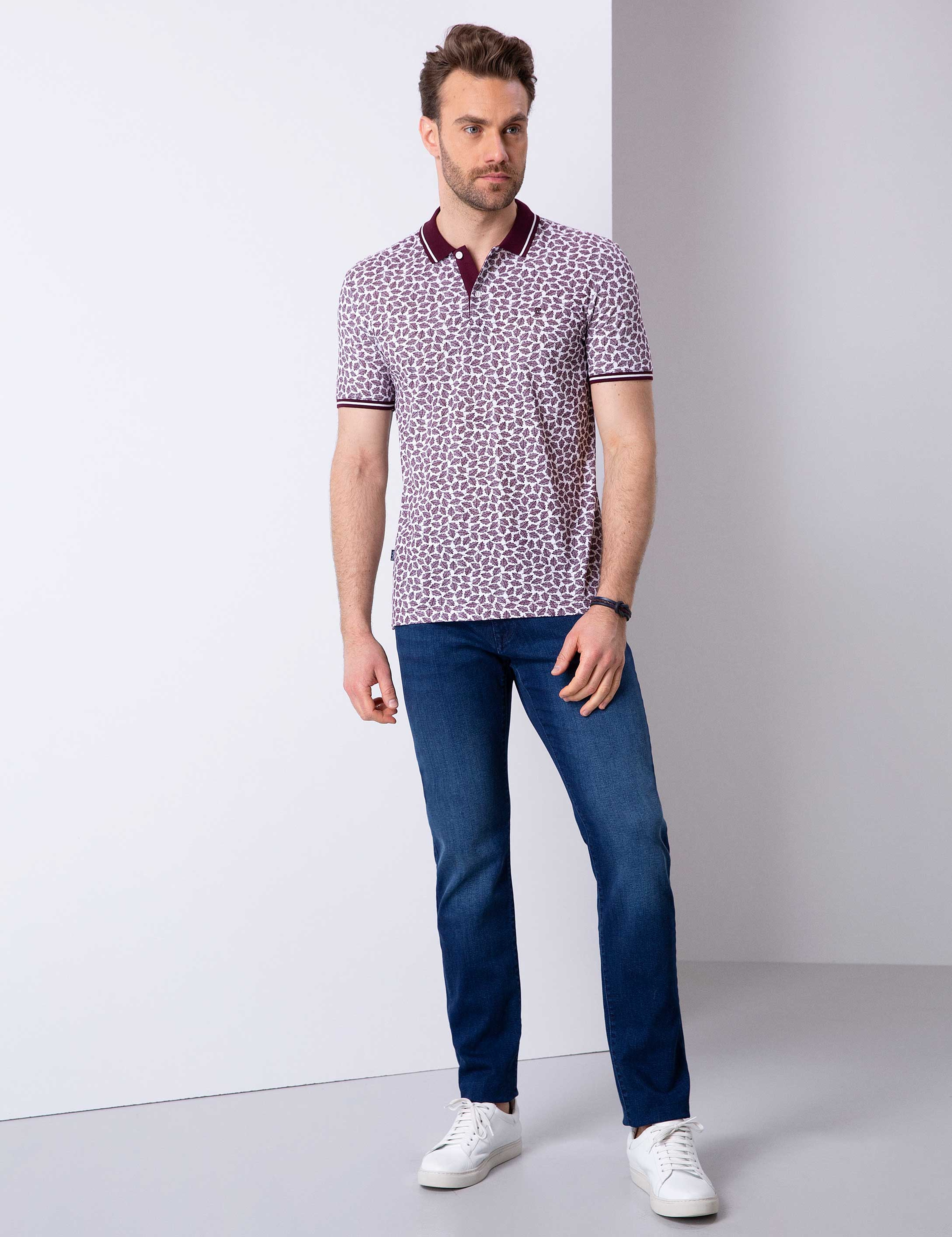 Bordo Slim Fit Polo Yaka T-Shirt