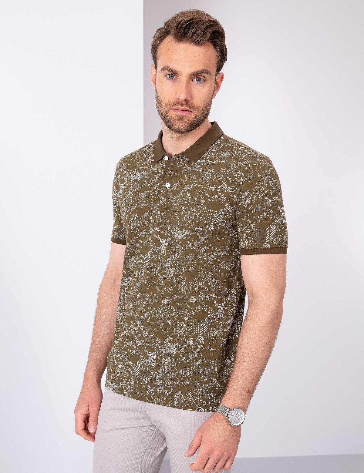 Haki Slim Fit Polo Yaka T-Shirt