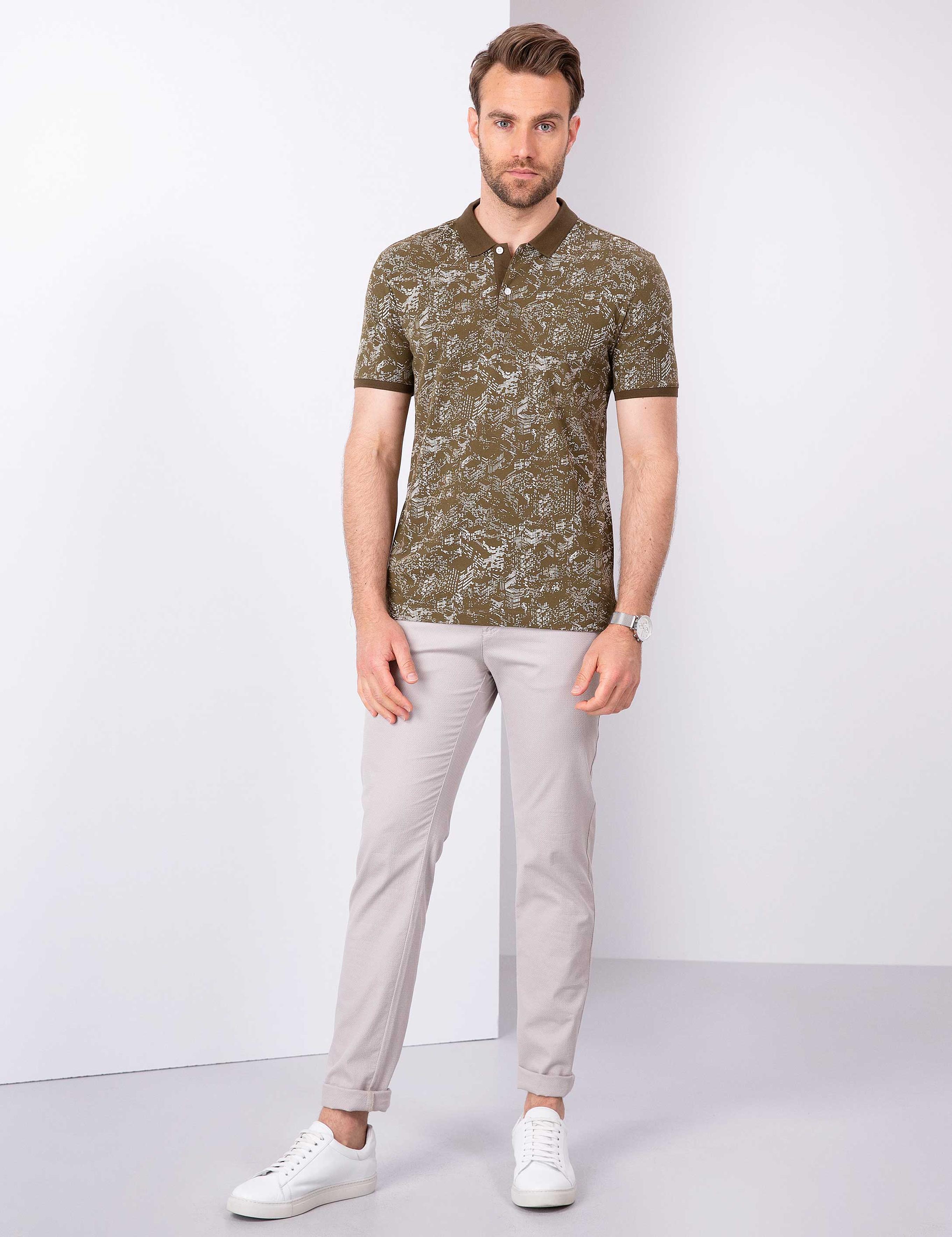 Haki Slim Fit Polo Yaka T-Shirt