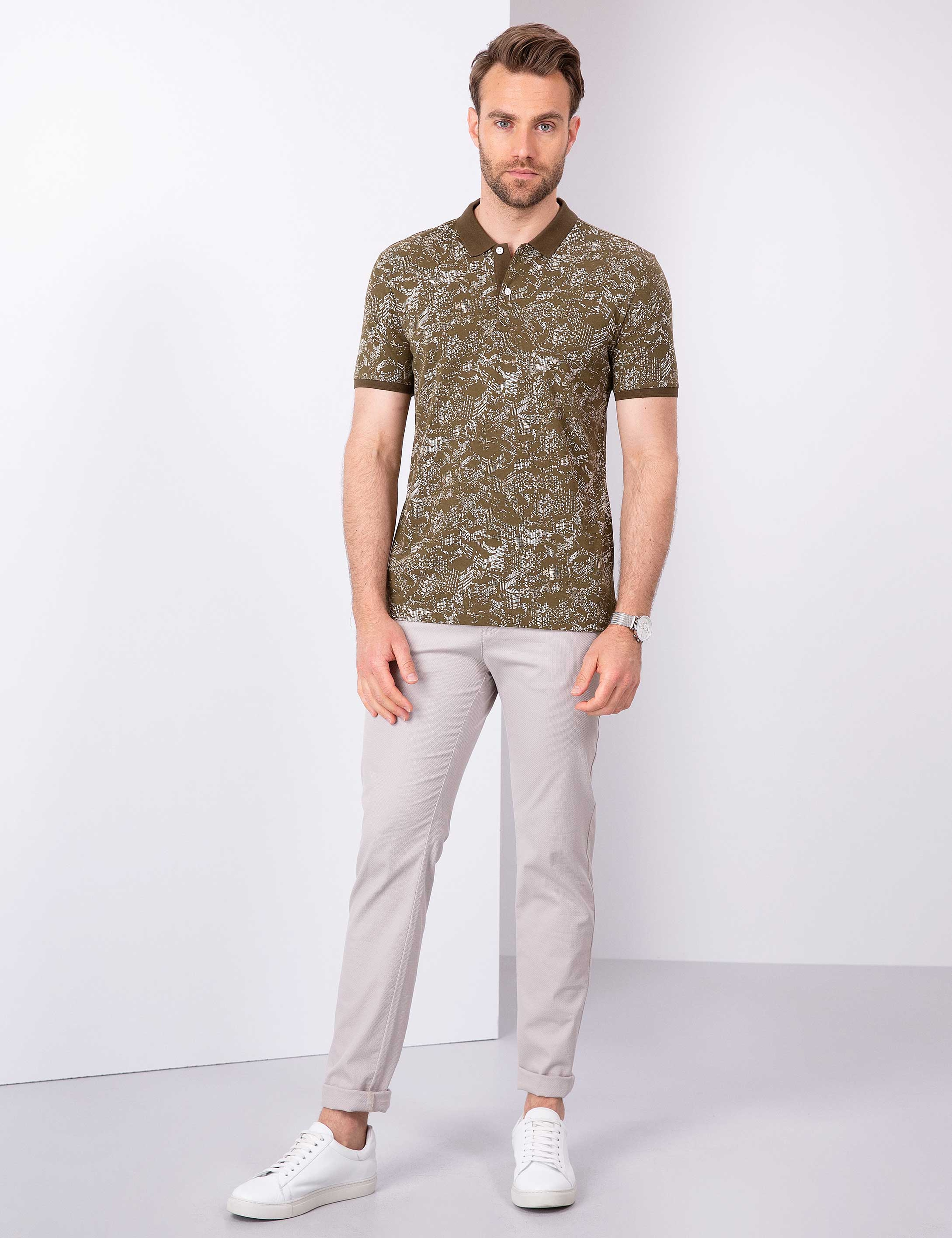 Haki Slim Fit Polo Yaka T-Shirt - Image 4