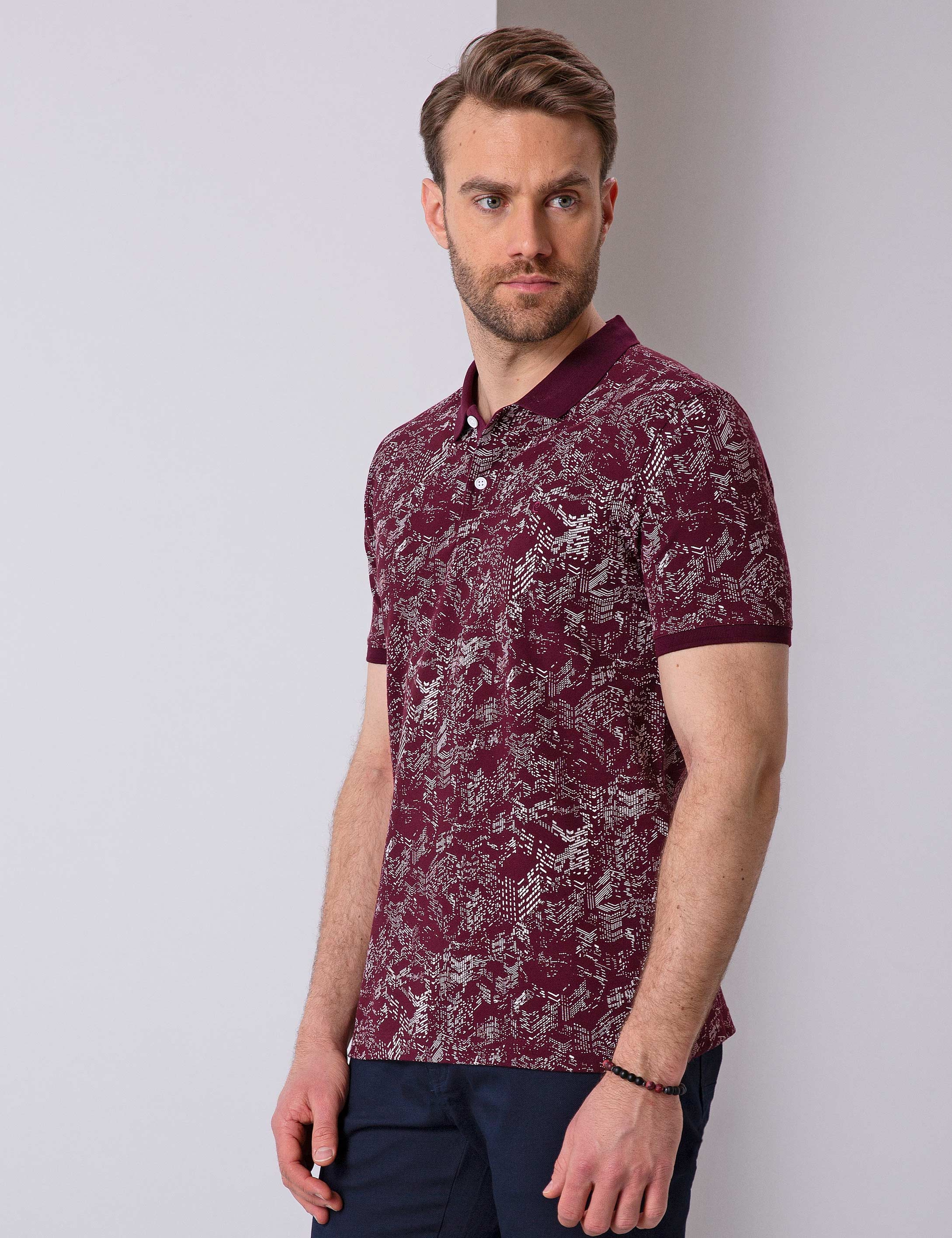 Bordo Slim Fit Polo Yaka T-Shirt - Image 2