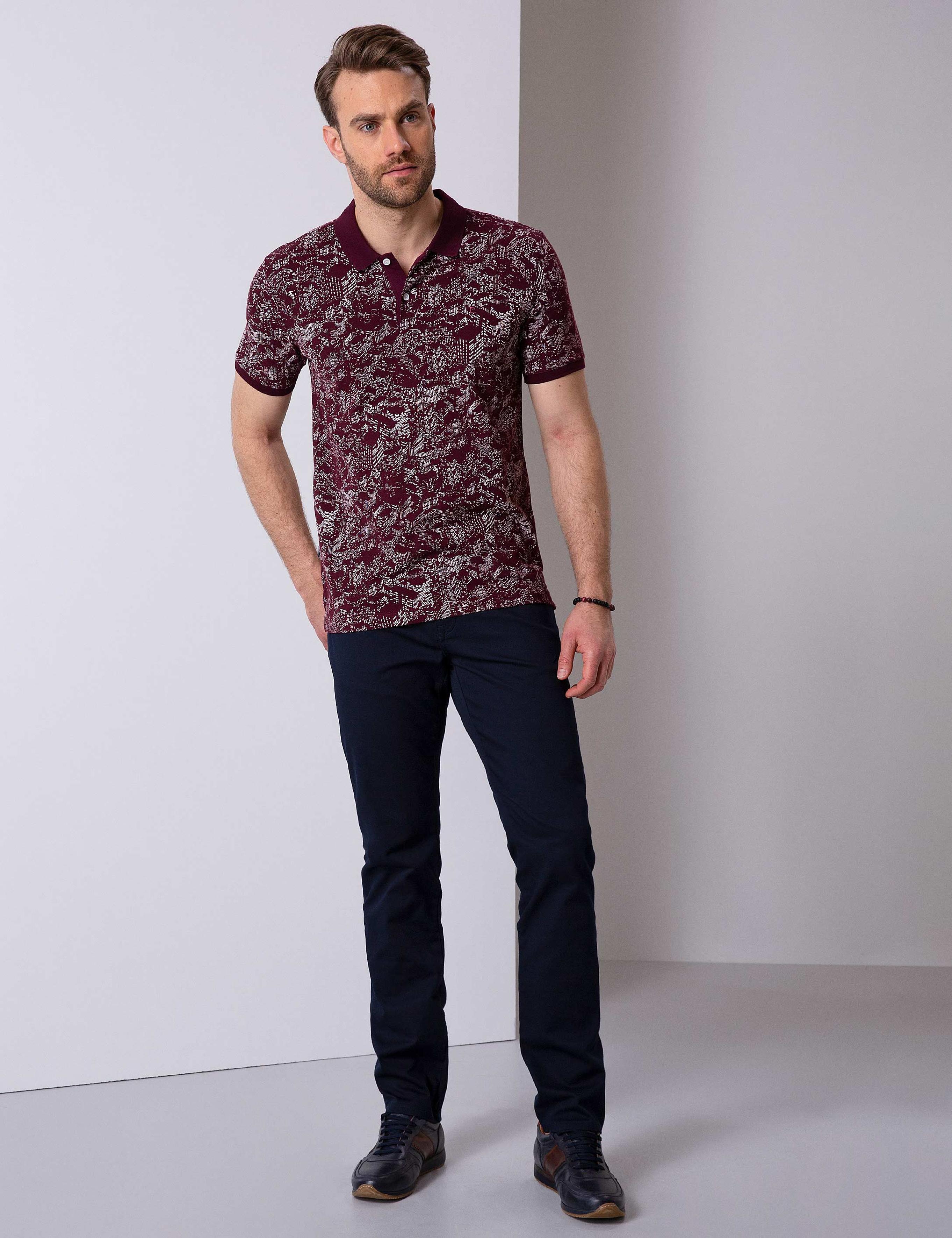 Bordo Slim Fit Polo Yaka T-Shirt