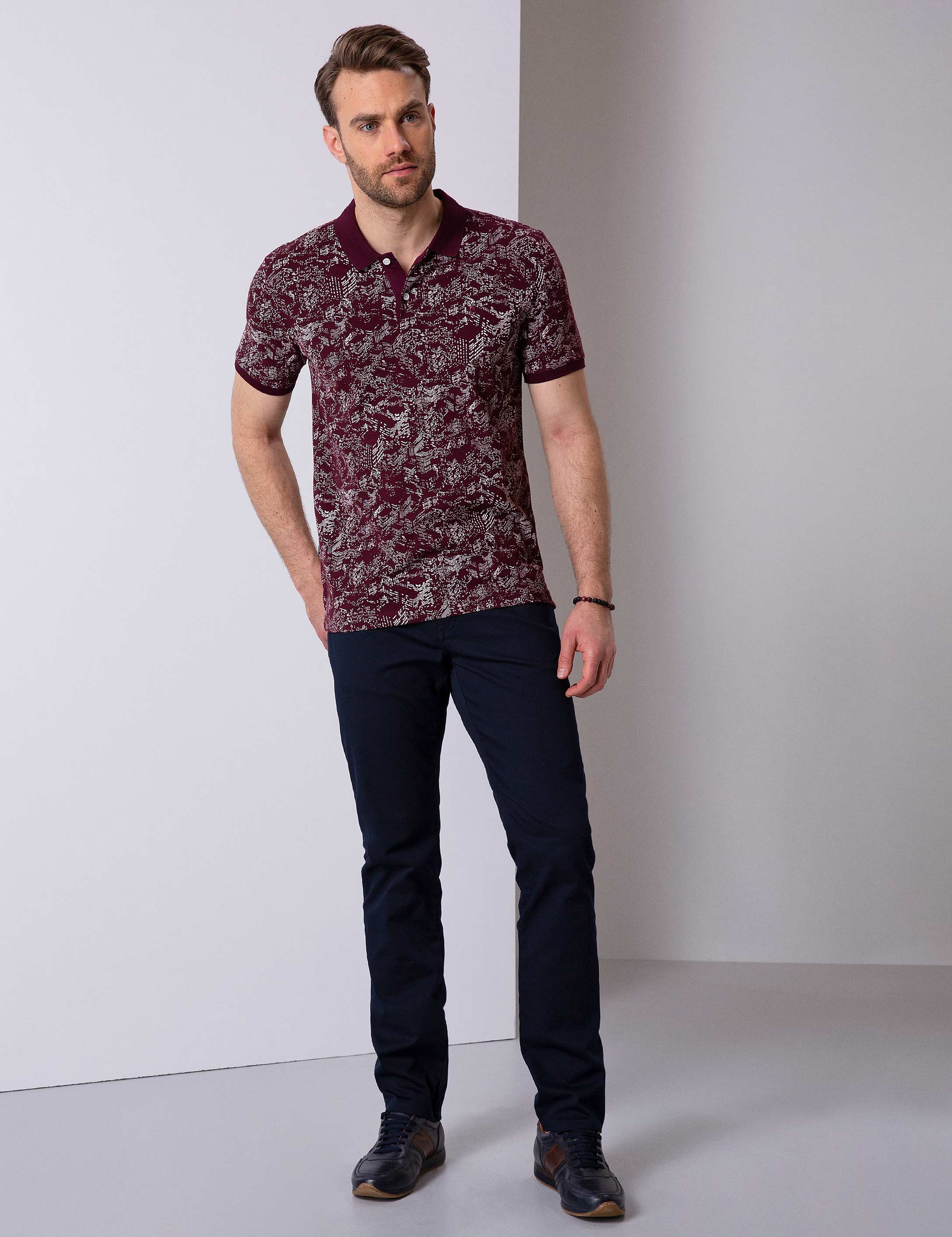 Bordo Slim Fit Polo Yaka T-Shirt - Image 3